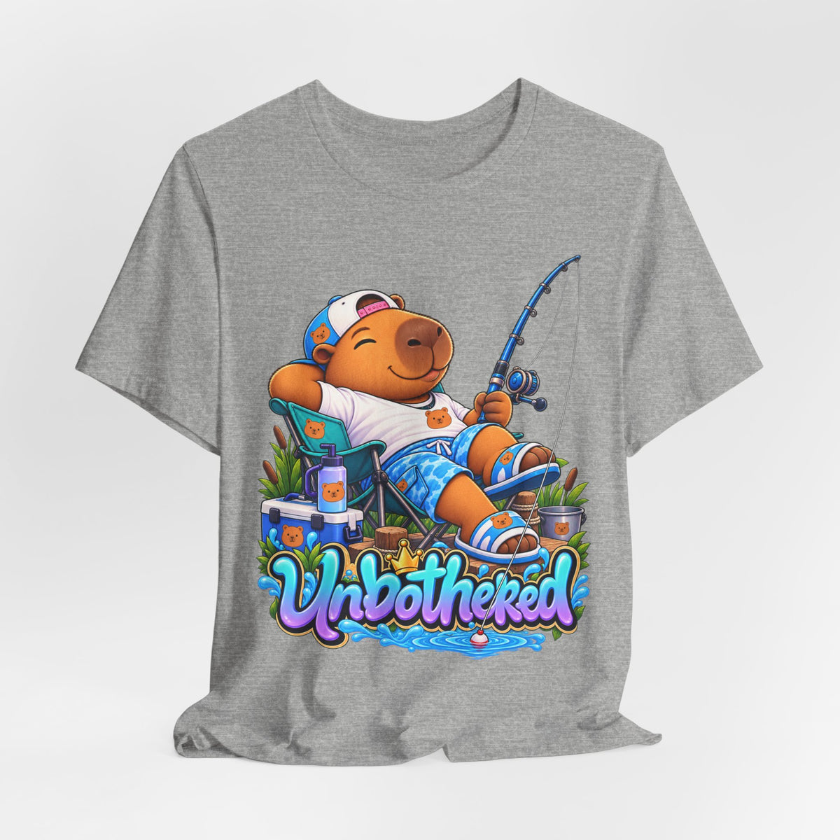 Unbothered Fishing Capybara Tee — Relaxed Vacation Vibes Graphic T-Shirt
