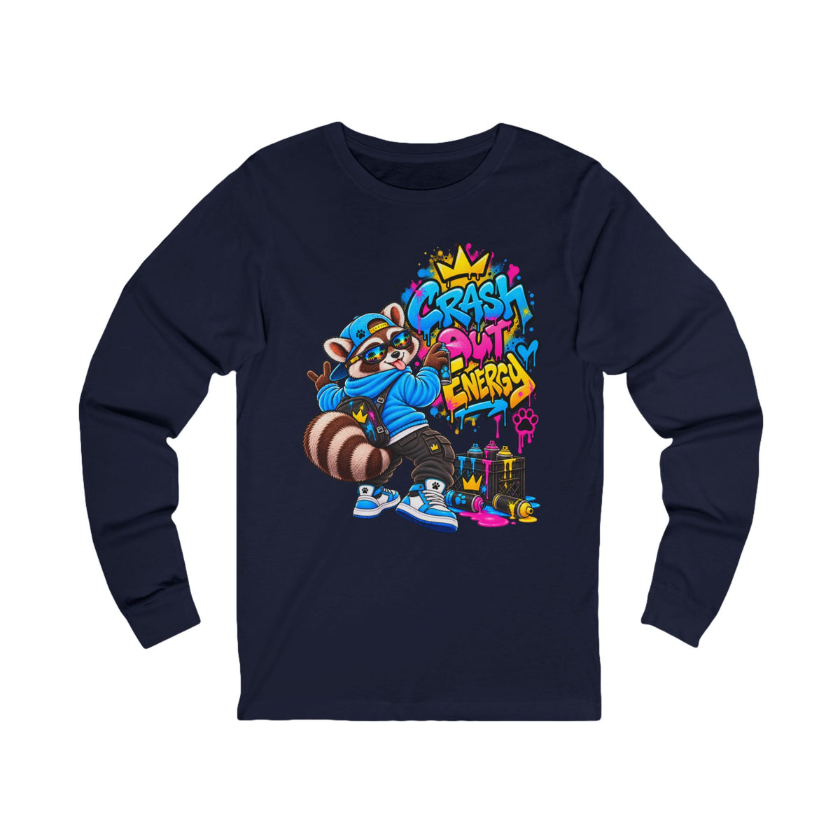 Crash Out Energy Raccoon Long Sleeve Tee
