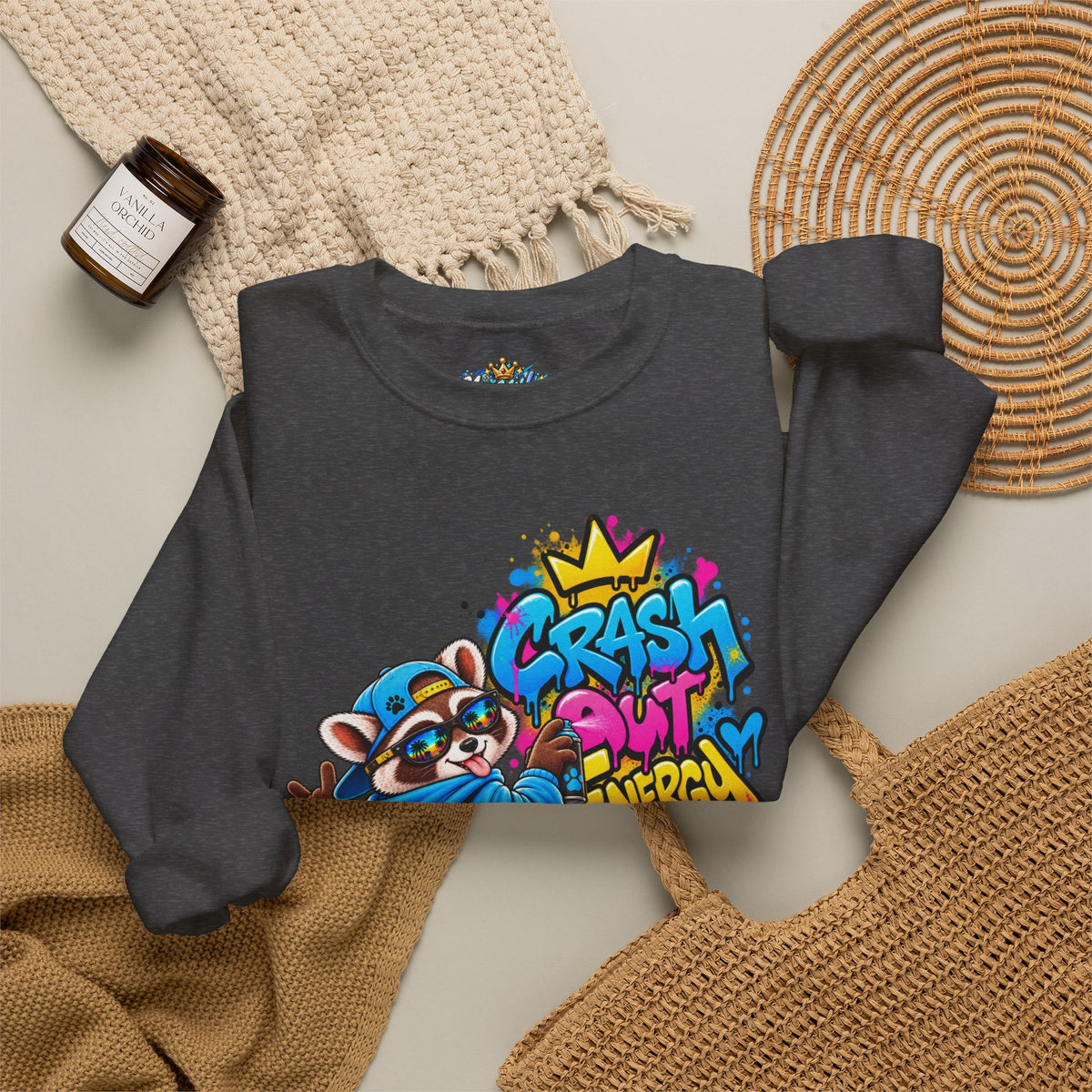 Crash Out Energy Crewneck Sweatshirt — Urban Raccoon Streetwear