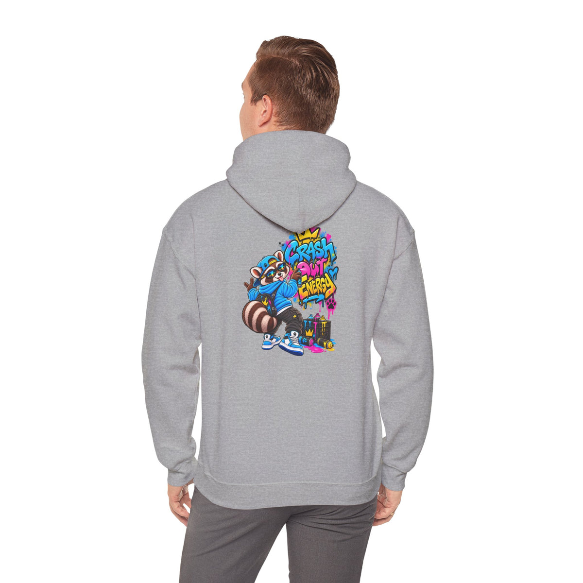 Raccoon Street Art Hoodie – 'Bright Energy' Graffiti Graphic Sweatshirt