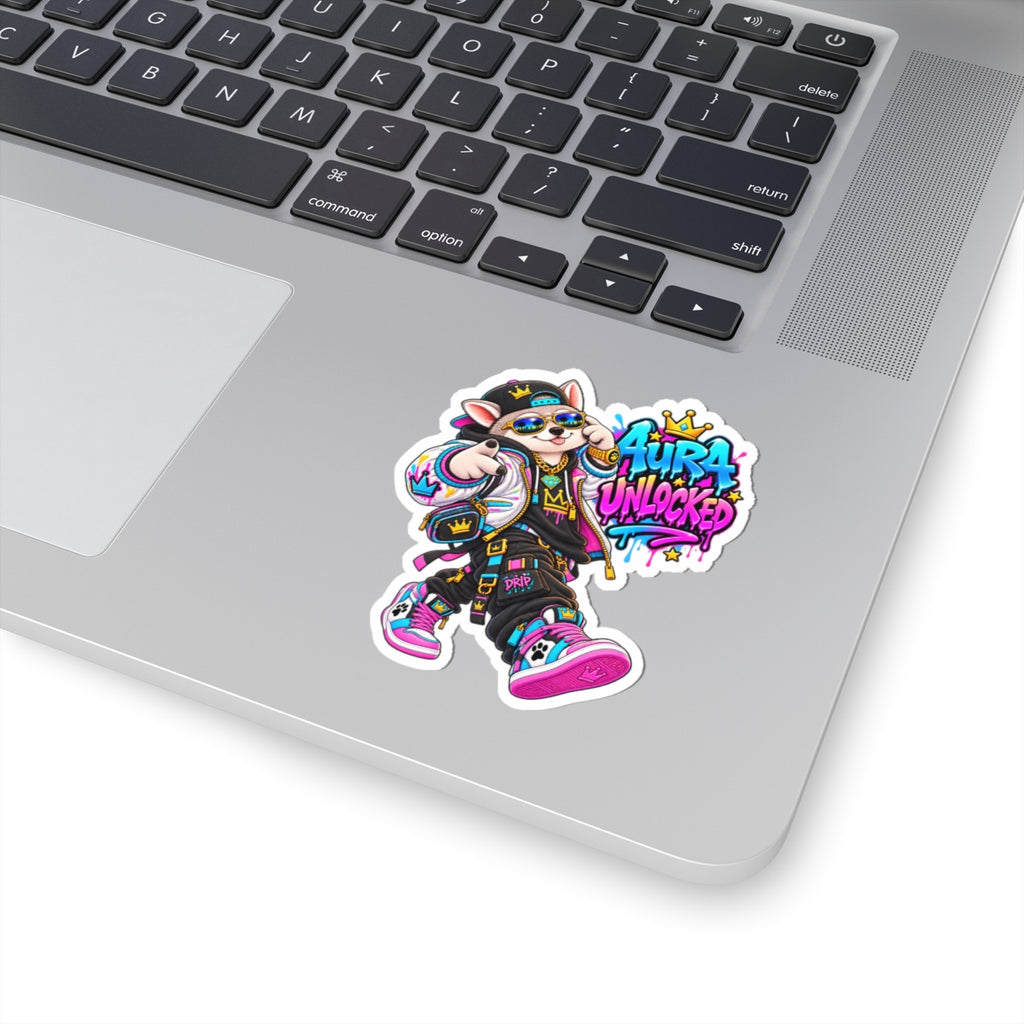 Aura Unlocked Urban Dog Sticker — Kiss-Cut Vinyl Decal for Laptops & Gear