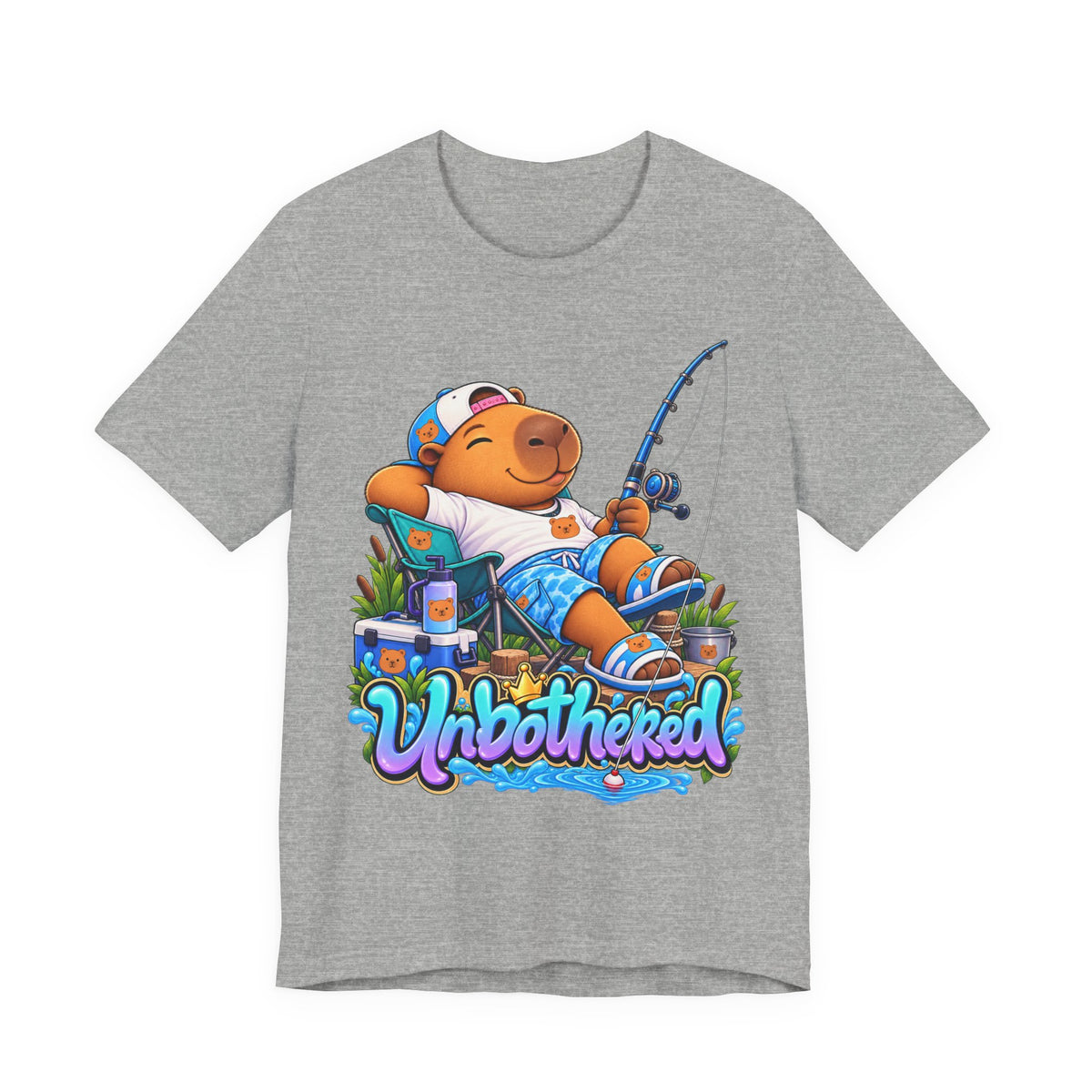 Unbothered Fishing Capybara Tee — Relaxed Vacation Vibes Graphic T-Shirt