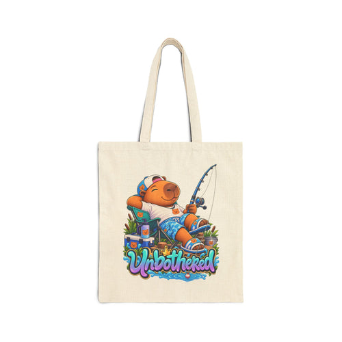 'Unbothered' Fishing Zenzo Capybara Cotton Canvas Tote