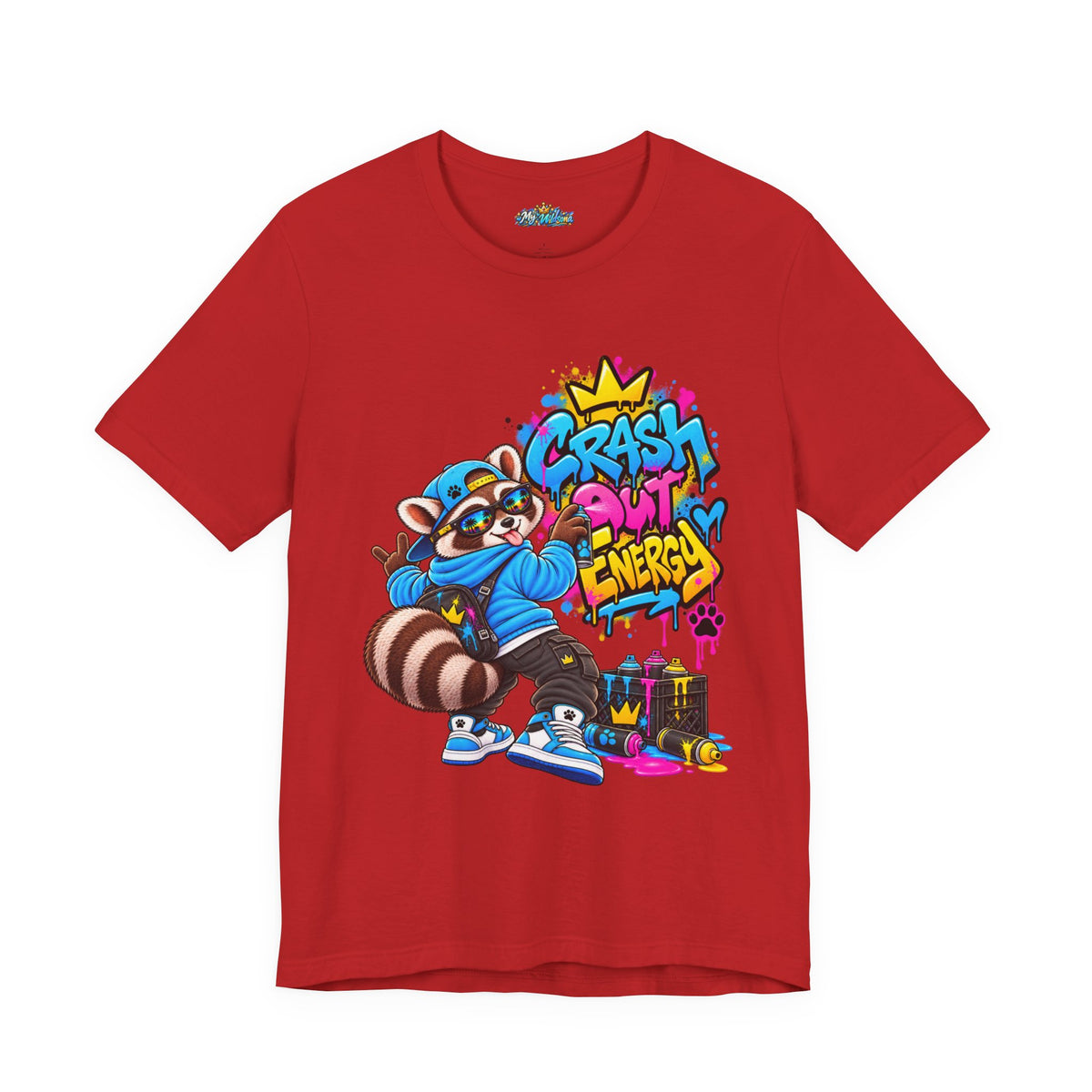 Graphic Tee — 'Crash Out Energy' Streetwear Raccoon Graffiti Shirt