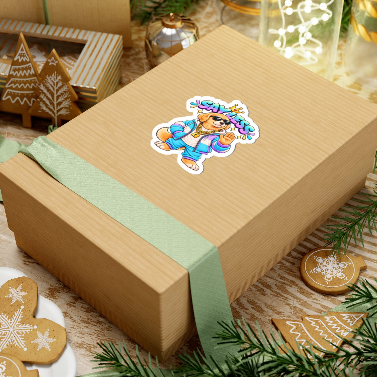 Cute Golden Retriever Sticker — 'Say Less' Dog Crown Vinyl Kiss-Cut Sticker for Laptops & Water Bottles