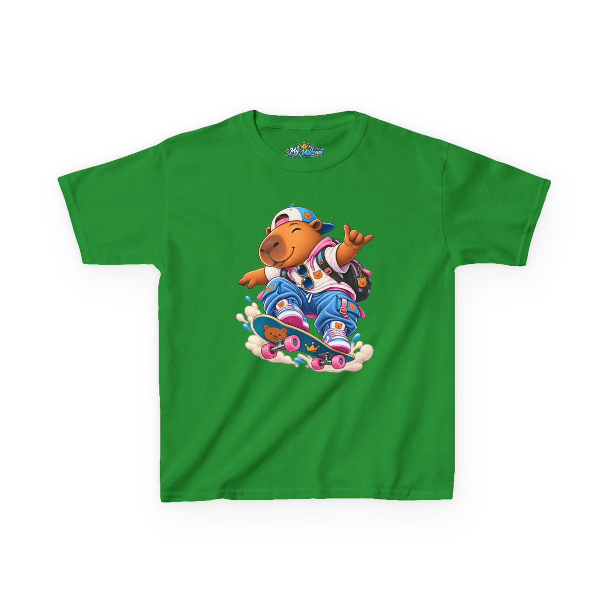 Kids Skateboarding Capybara Tee — Cute Skateboarder Graphic T-Shirt for Boys & Girls