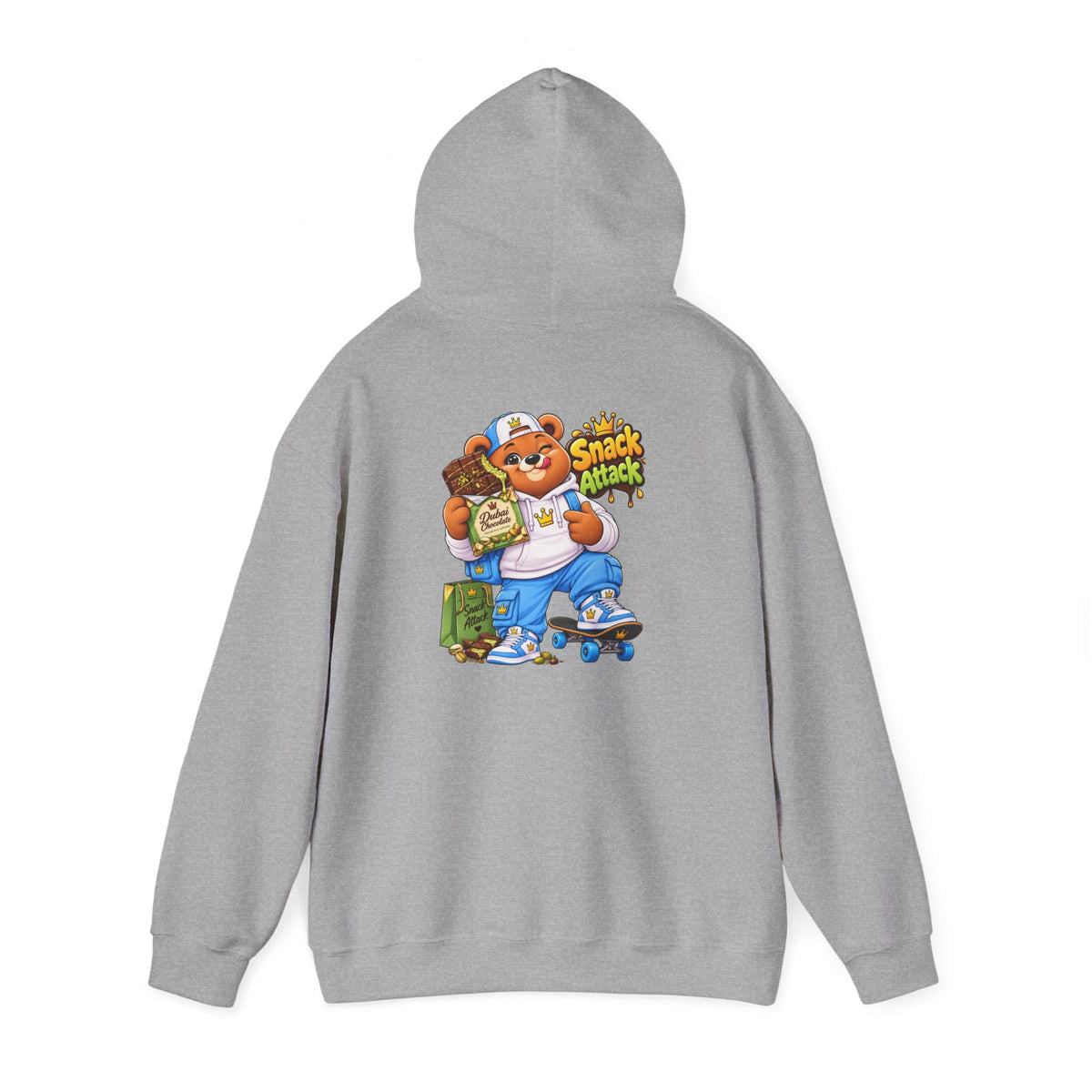 Snack Attack Hoodie — Streetwear Cartoon Foodie Bear Graphic Hooded Sweatshirt