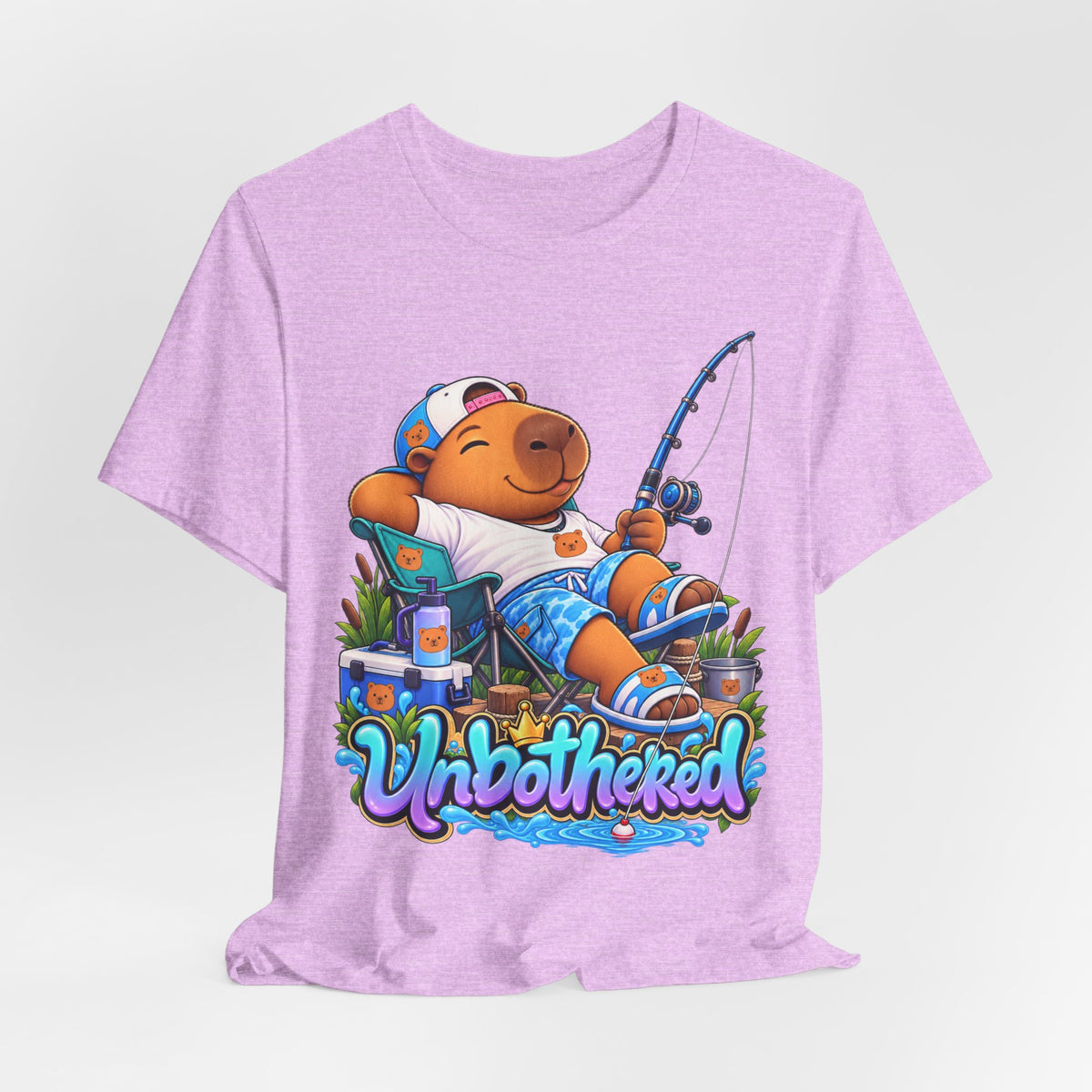 Unbothered Fishing Capybara Tee — Relaxed Vacation Vibes Graphic T-Shirt