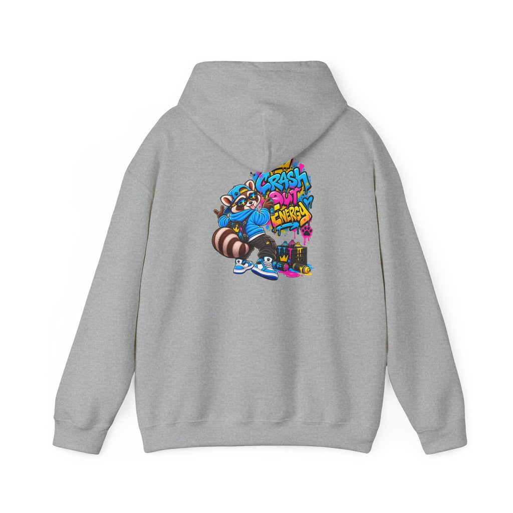 Raccoon Street Art Hoodie – 'Bright Energy' Graffiti Graphic Sweatshirt