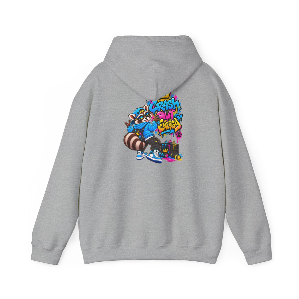 Raccoon Street Art Hoodie – 'Bright Energy' Graffiti Graphic Sweatshirt