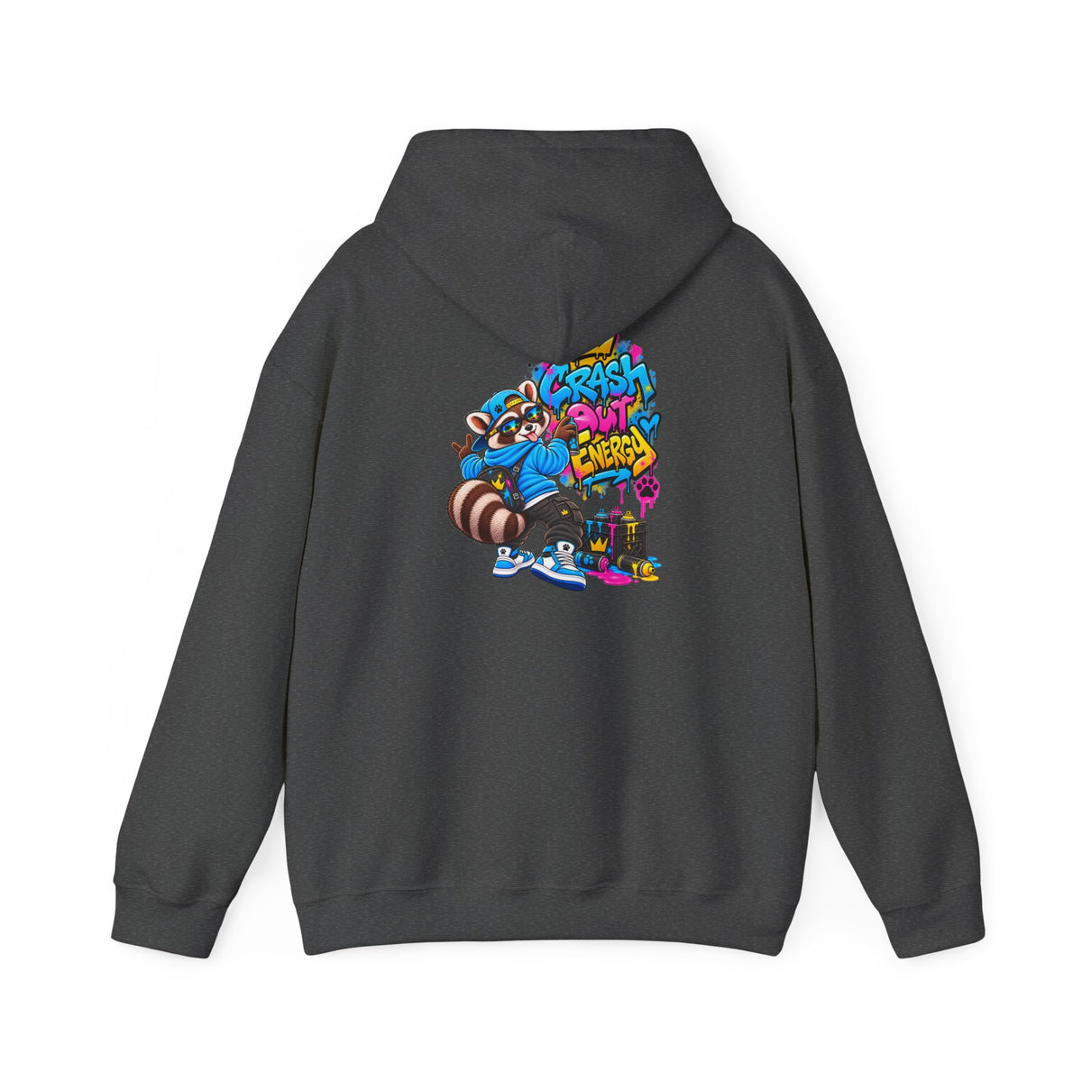 Raccoon Street Art Hoodie – 'Bright Energy' Graffiti Graphic Sweatshirt