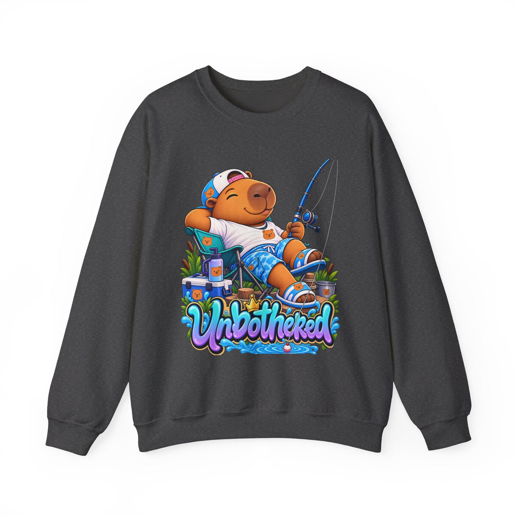 Unbothered Fishing Capybara Crewneck Sweatshirt
