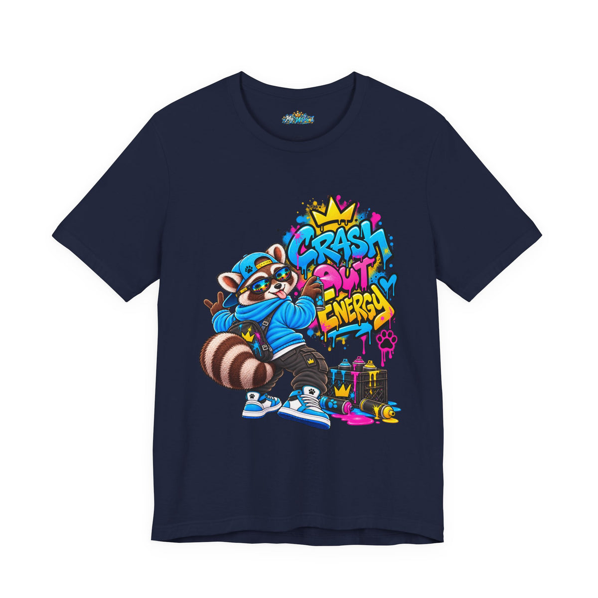 Graphic Tee — 'Crash Out Energy' Streetwear Raccoon Graffiti Shirt