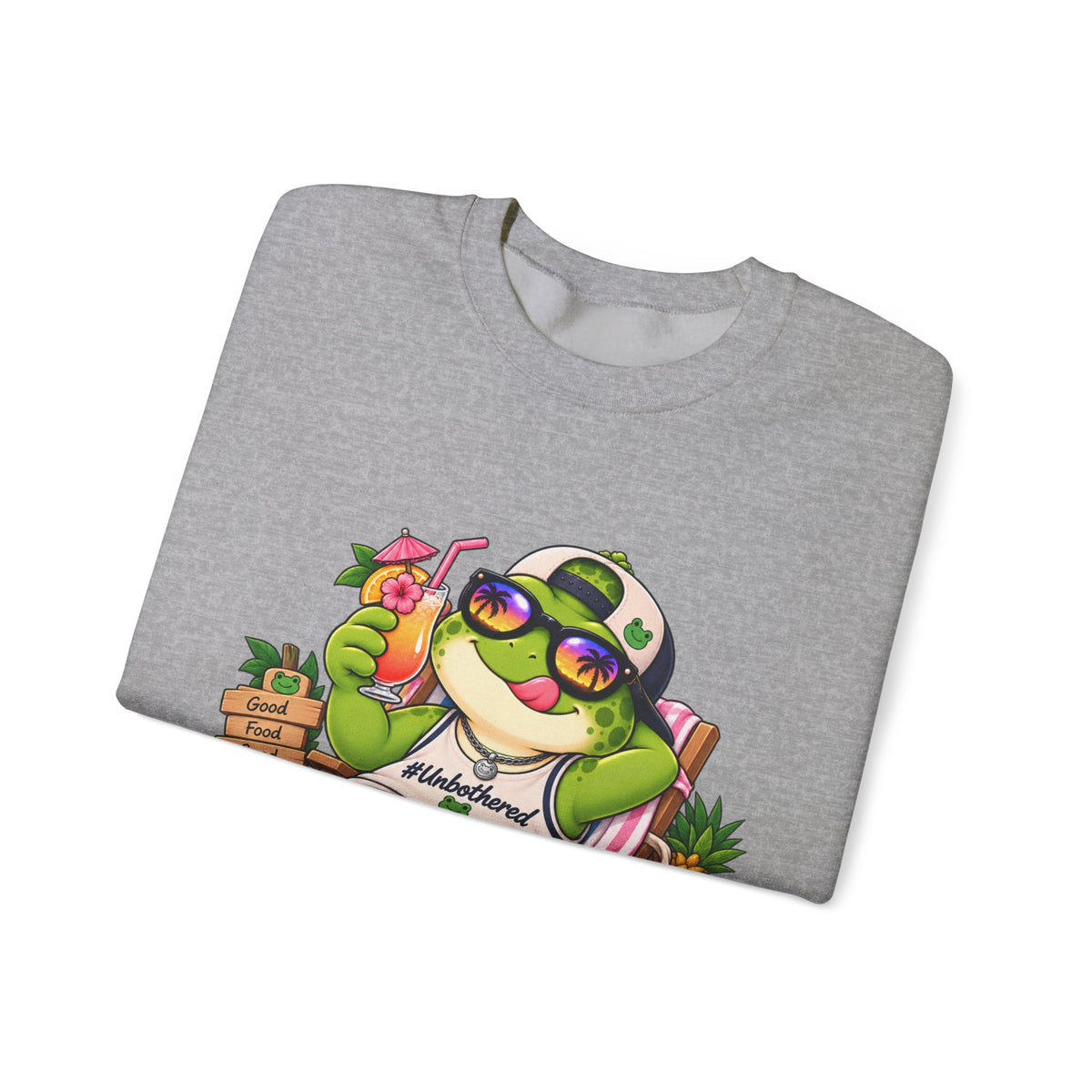 Chill Frog Crewneck Sweatshirt – Relaxed Beach Vibes Graphic Pullover