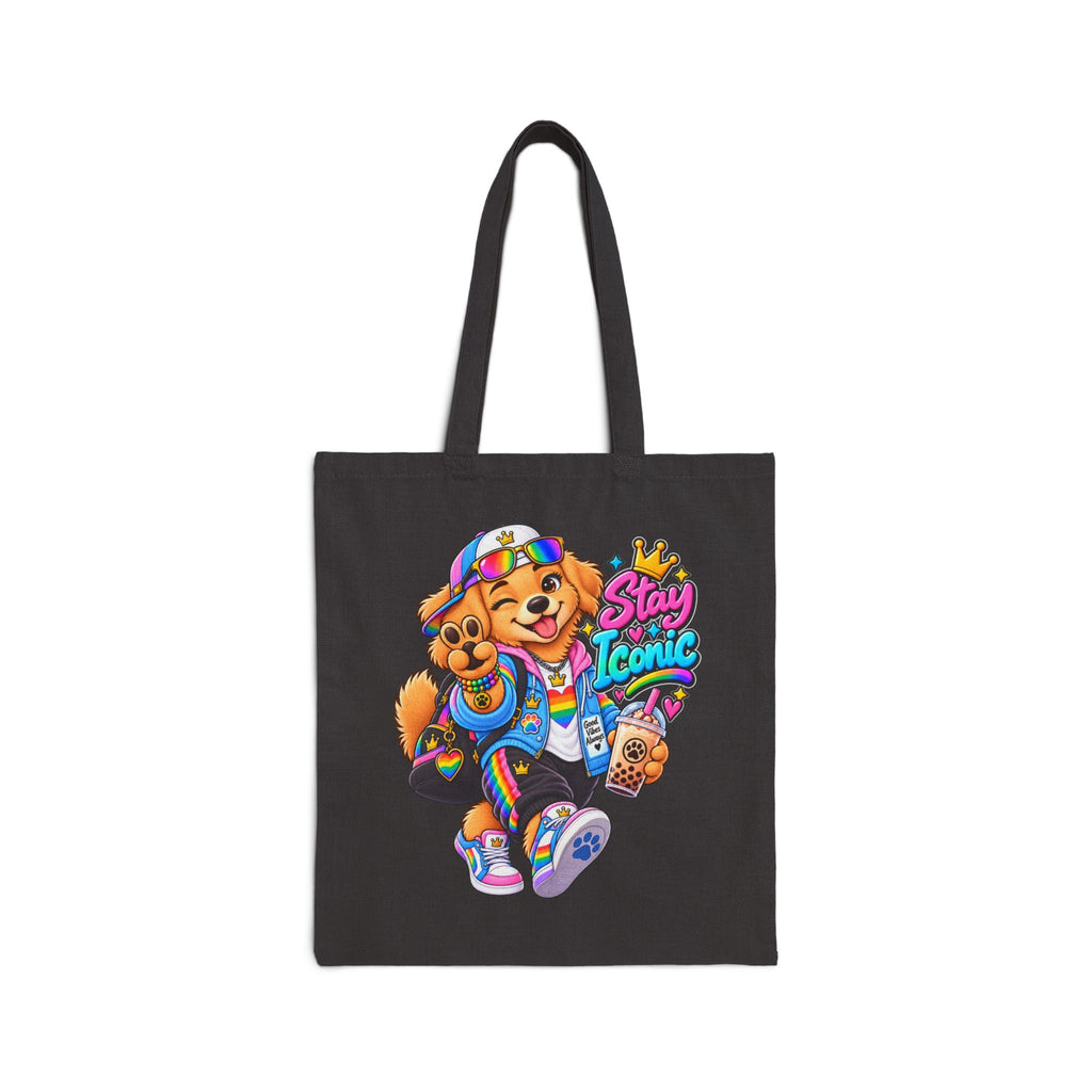 Retro Skate Pup Canvas Tote — Cute Dog Graphic Tote Bag