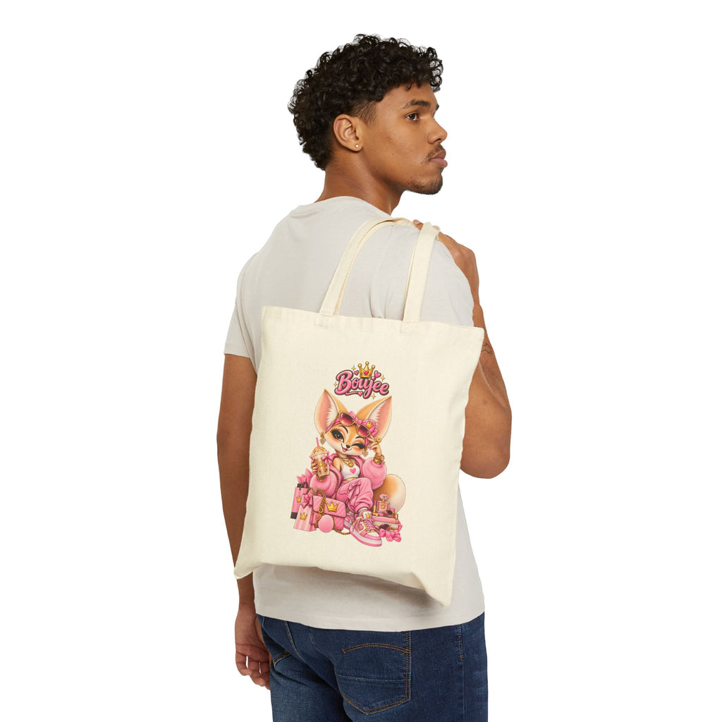 Cute Pink Fennec Fox 'Babe' Cotton Canvas Tote Bag