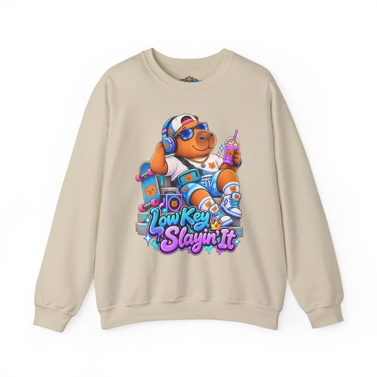 Sonny Capybara Graphic Sweatshirt — "Low Key Slayin' It"
