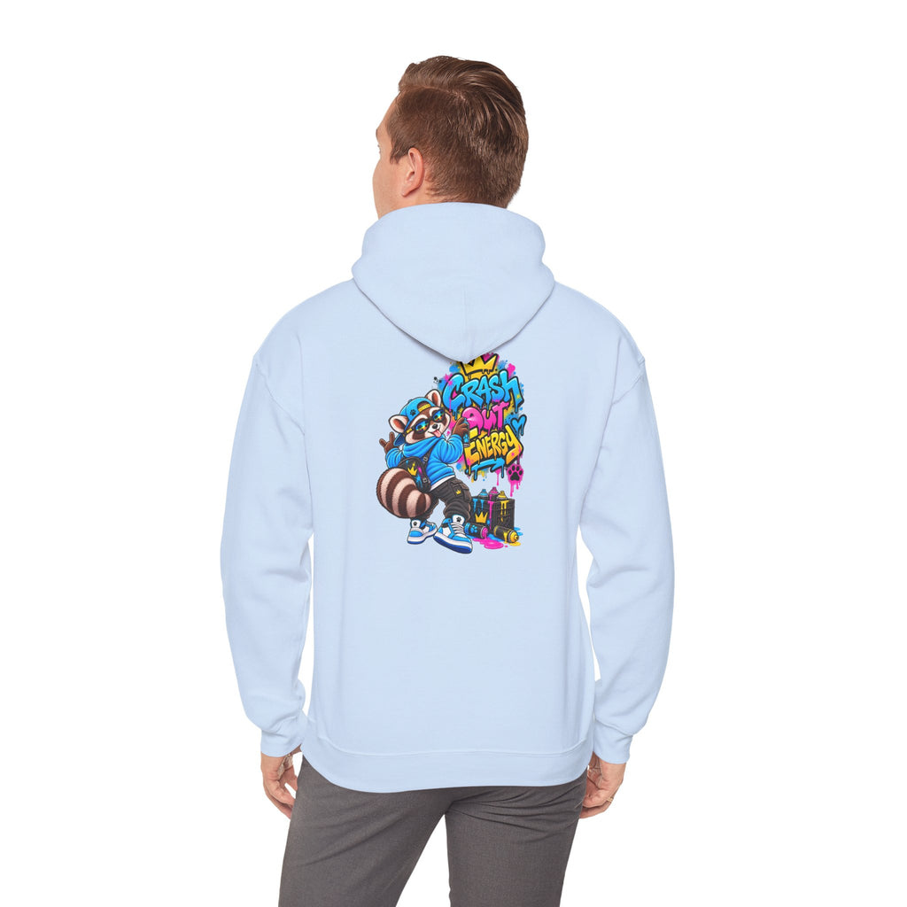 Raccoon Street Art Hoodie – 'Bright Energy' Graffiti Graphic Sweatshirt