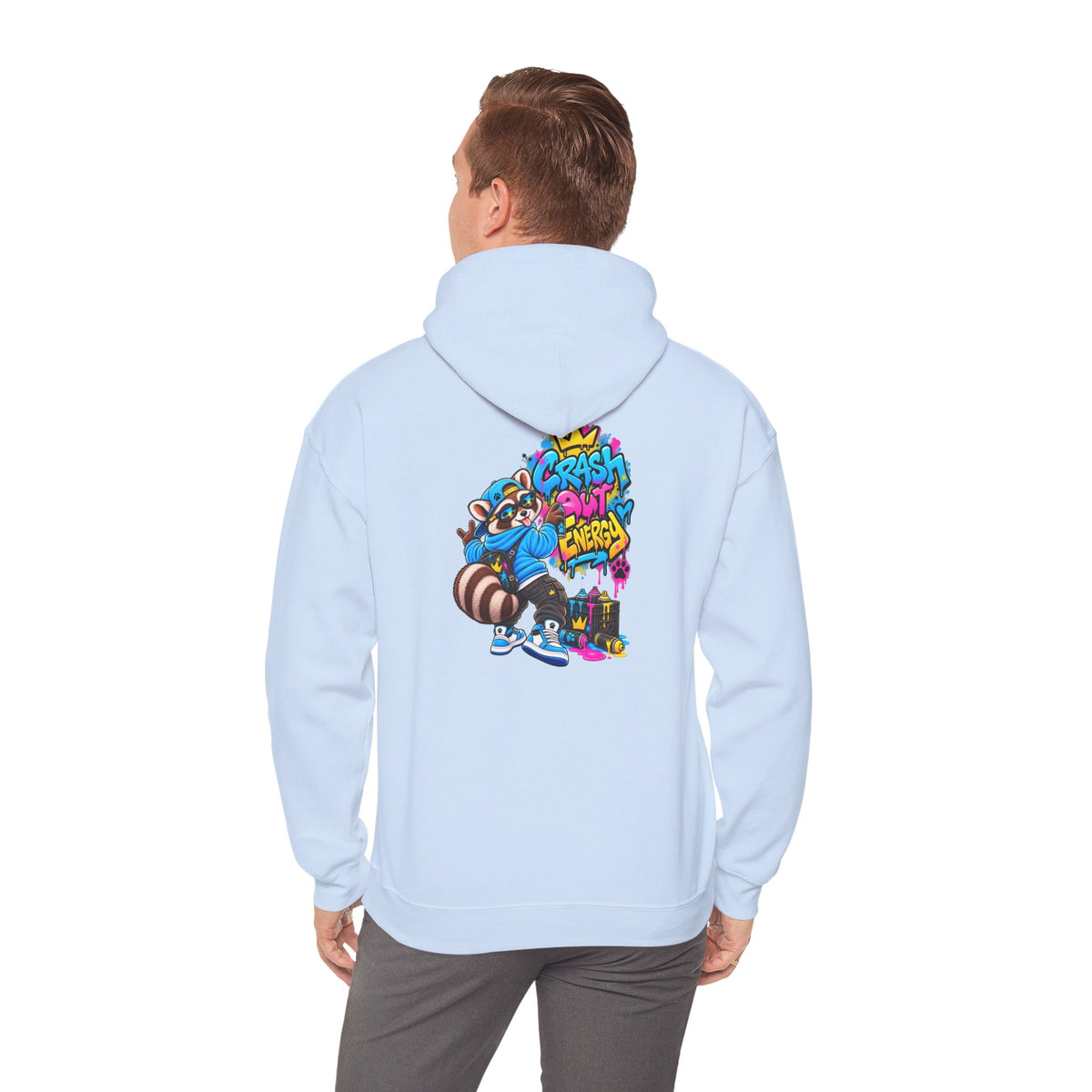 Raccoon Street Art Hoodie – 'Bright Energy' Graffiti Graphic Sweatshirt
