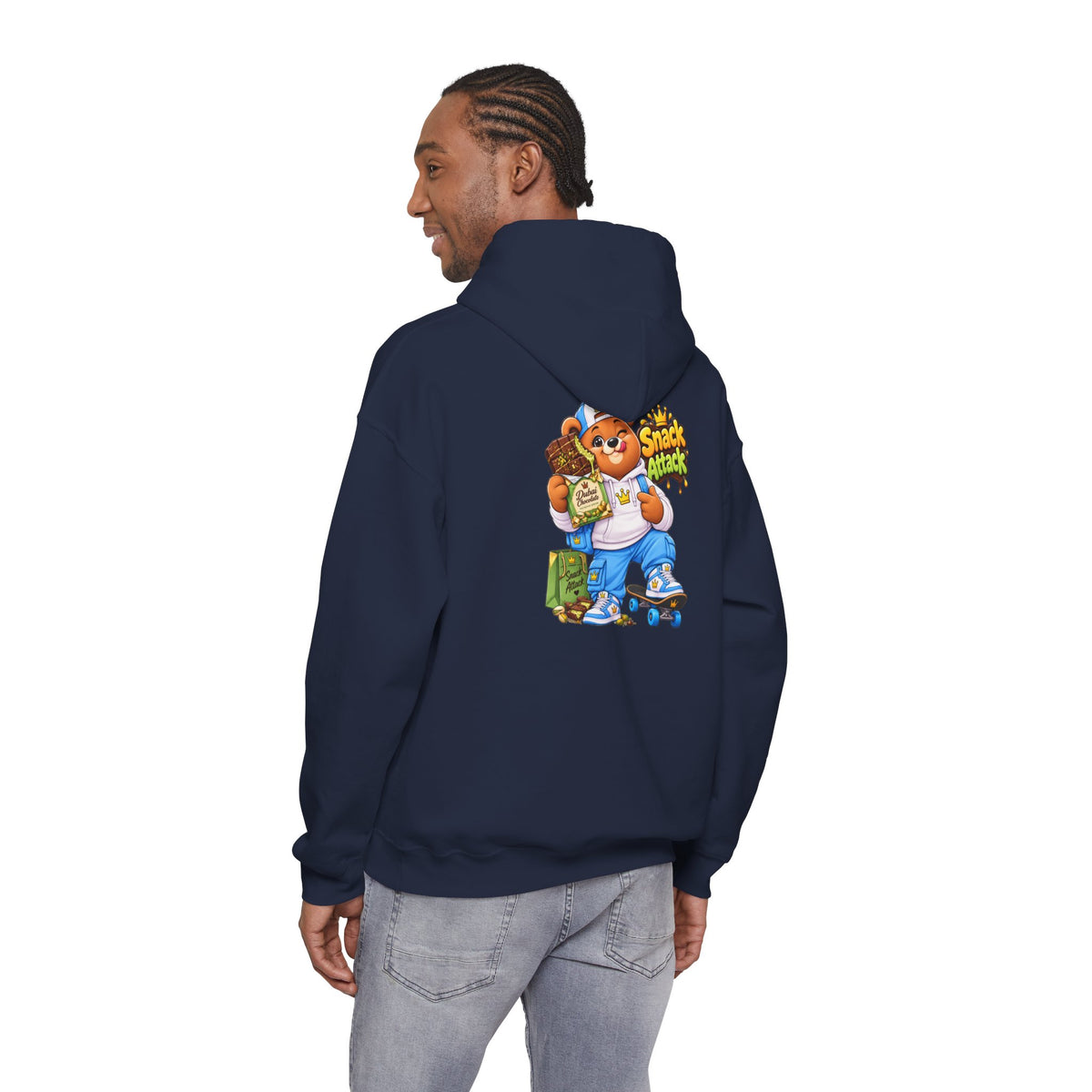 Snack Attack Hoodie — Streetwear Cartoon Foodie Bear Graphic Hooded Sweatshirt