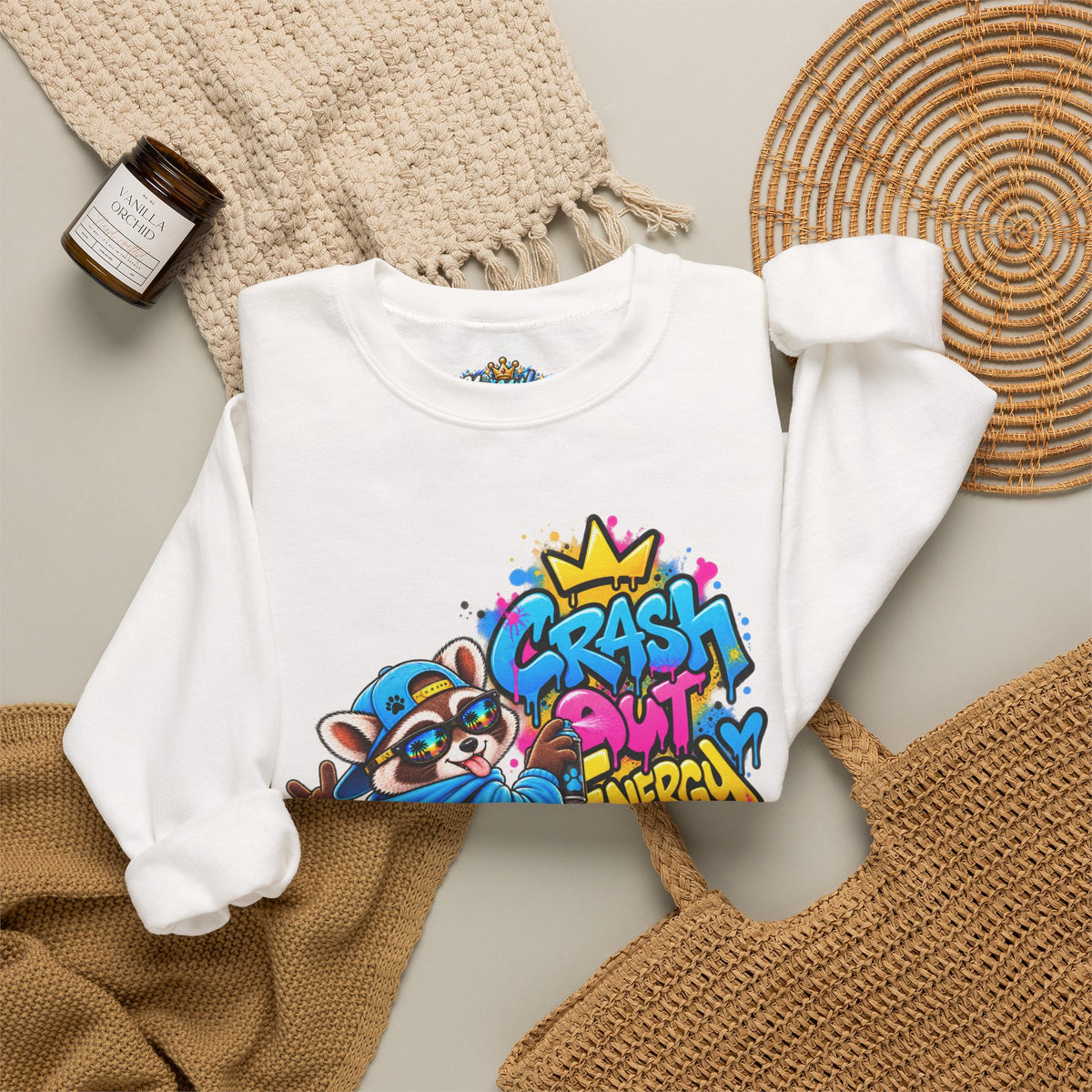 Crash Out Energy Crewneck Sweatshirt — Urban Raccoon Streetwear