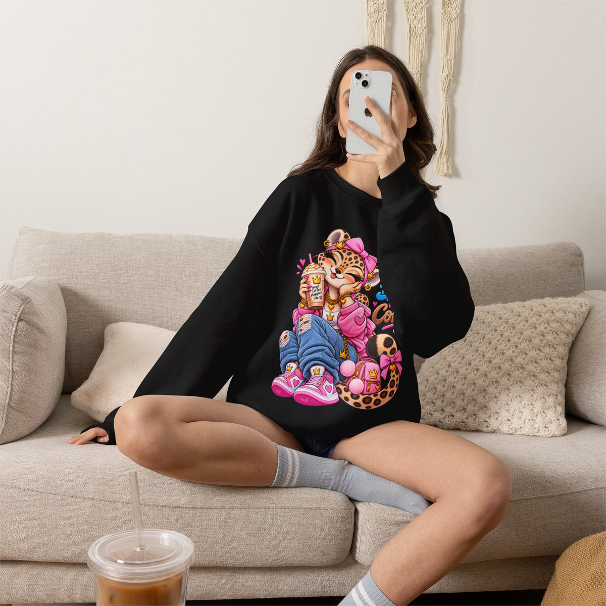 Cute Kawaii Leopard - Graphic Sweatshirt