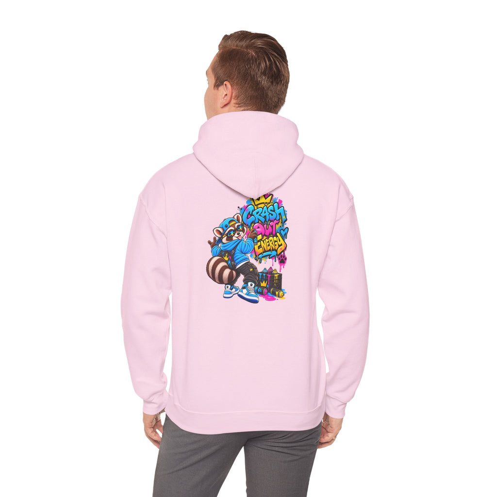 Raccoon Street Art Hoodie – 'Bright Energy' Graffiti Graphic Sweatshirt