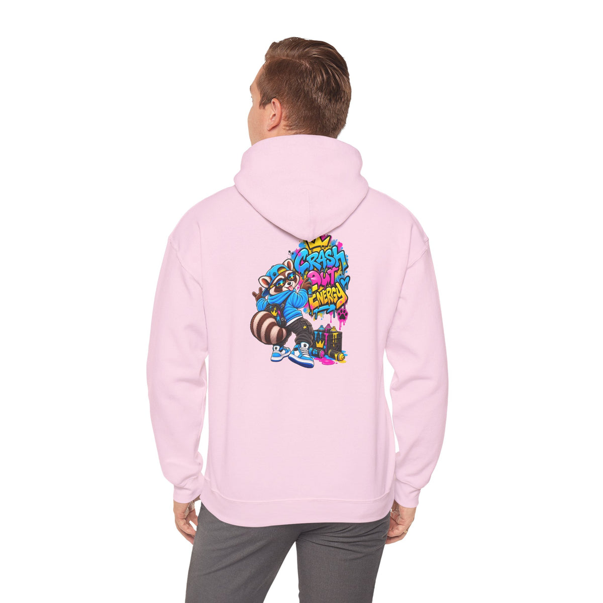 Raccoon Street Art Hoodie – 'Bright Energy' Graffiti Graphic Sweatshirt