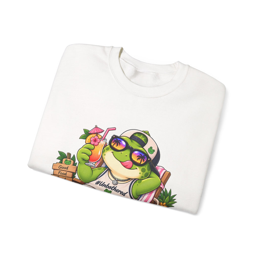 Chill Frog Crewneck Sweatshirt – Relaxed Beach Vibes Graphic Pullover