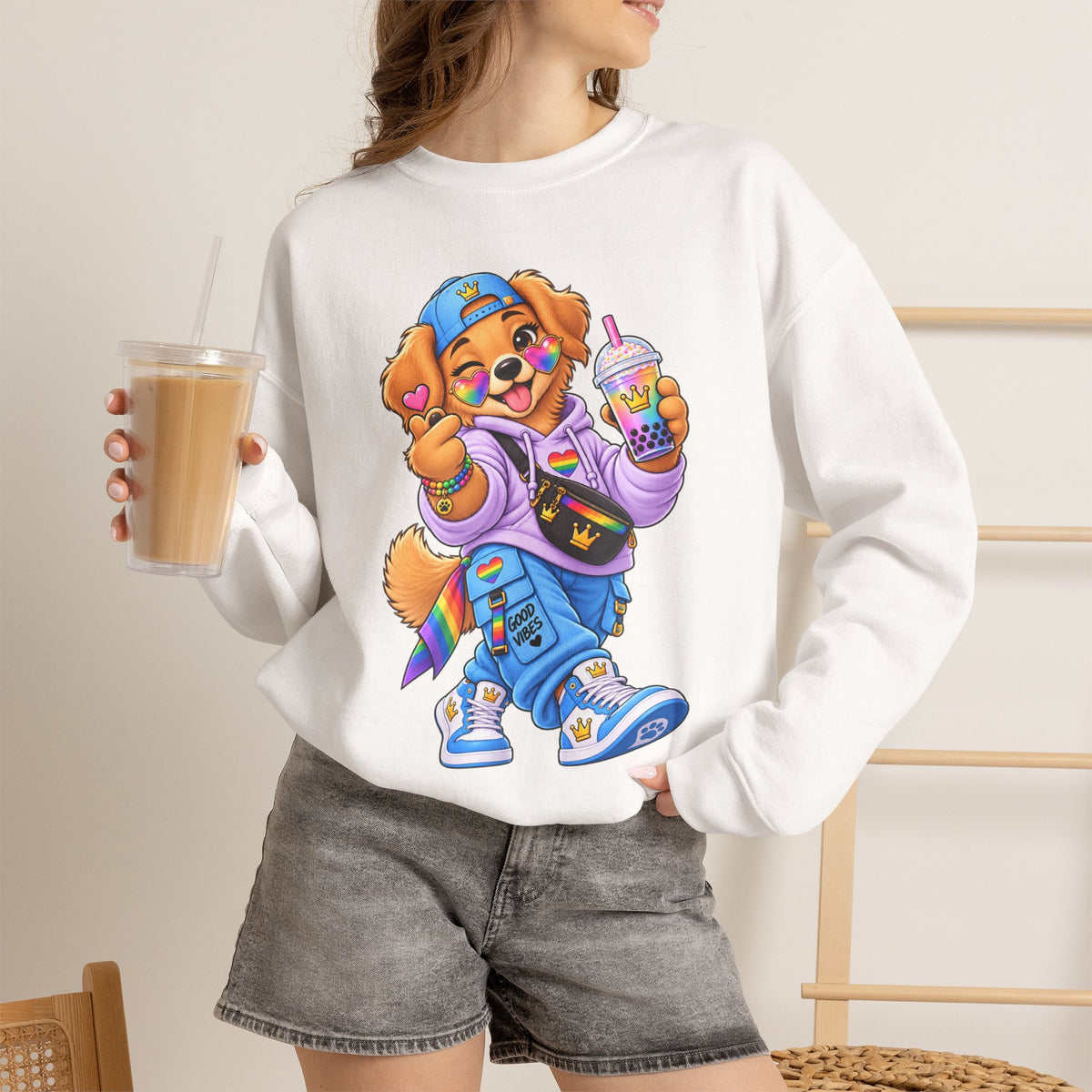 Cute Big Personality Hip-Hop Dog Crewneck Sweatshirt