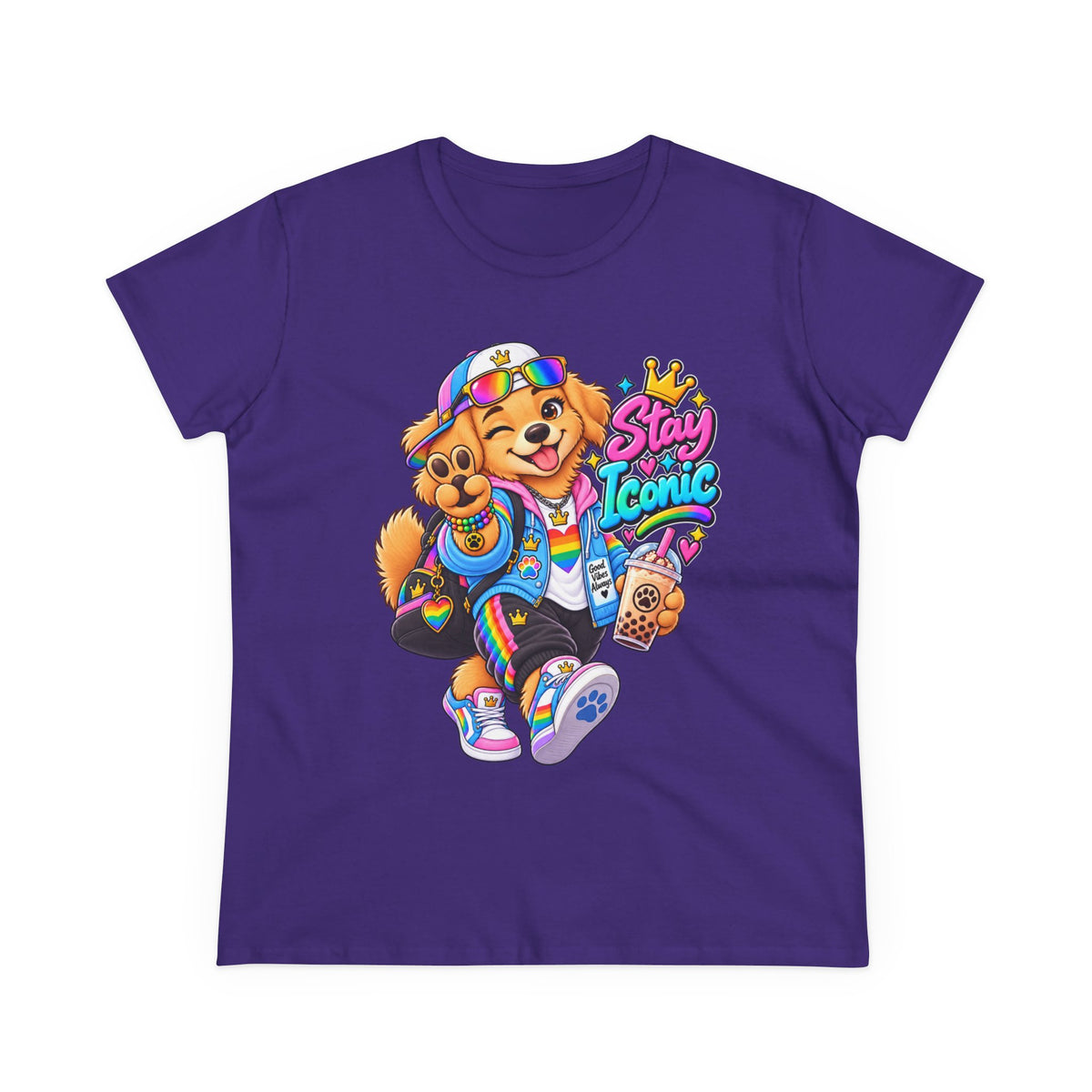 Stay Iconic Dog Graphic Tee — Cute Retro Teddy Bear Design