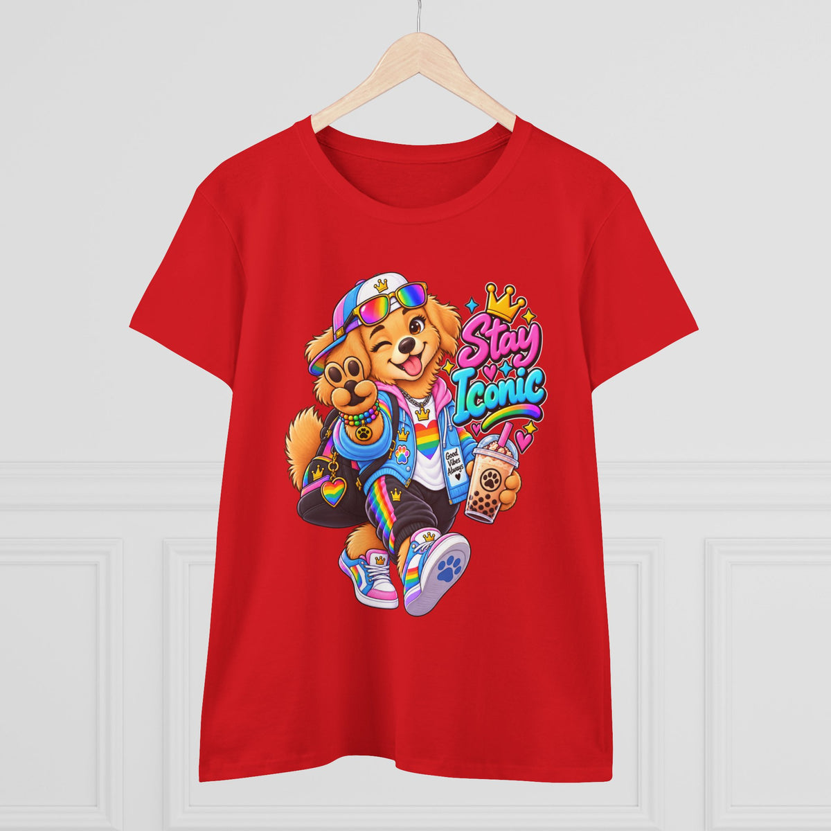 Stay Iconic Dog Graphic Tee — Cute Retro Teddy Bear Design