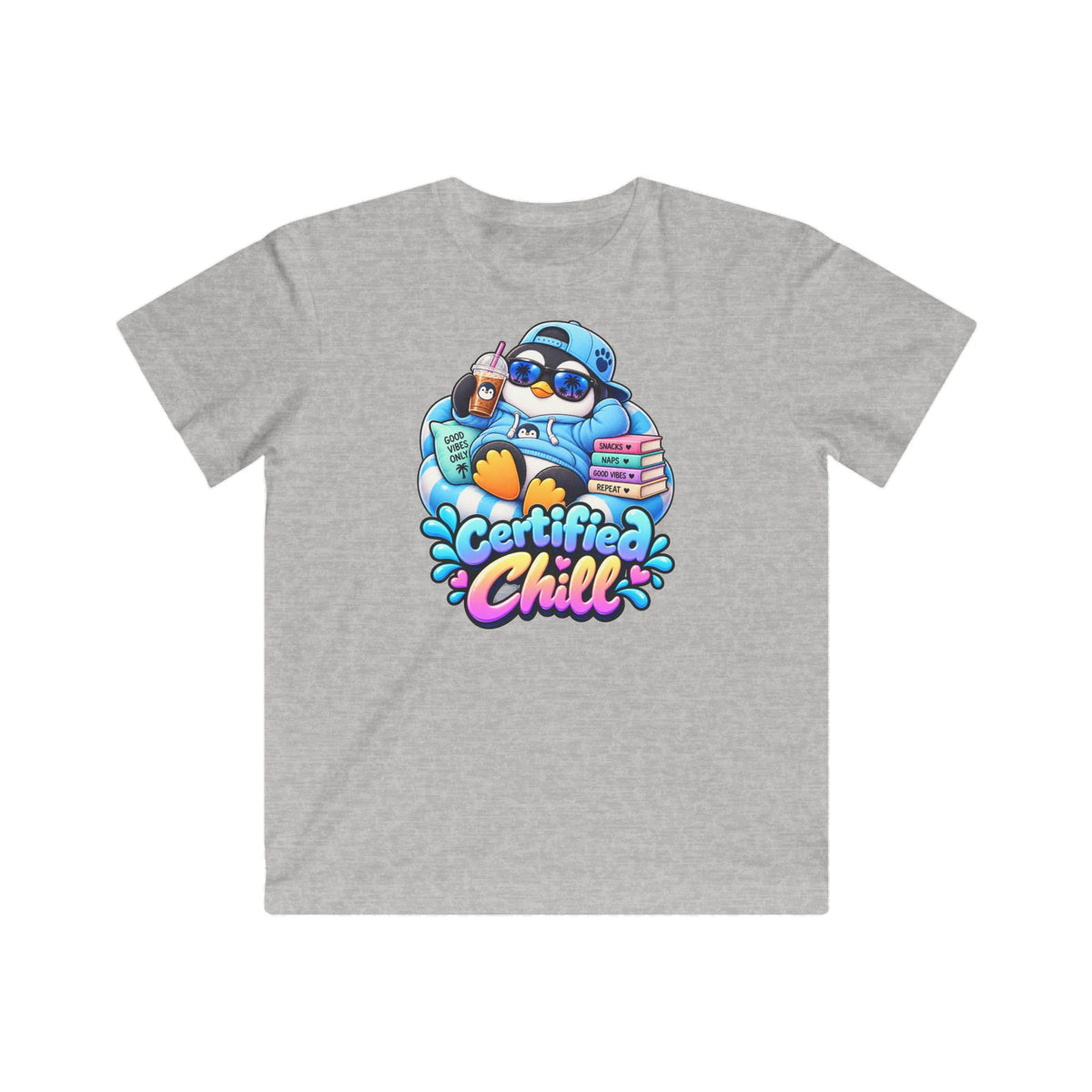 Kids "Certified Chill" T-Shirt — Relaxed Penguin Graphic Tee