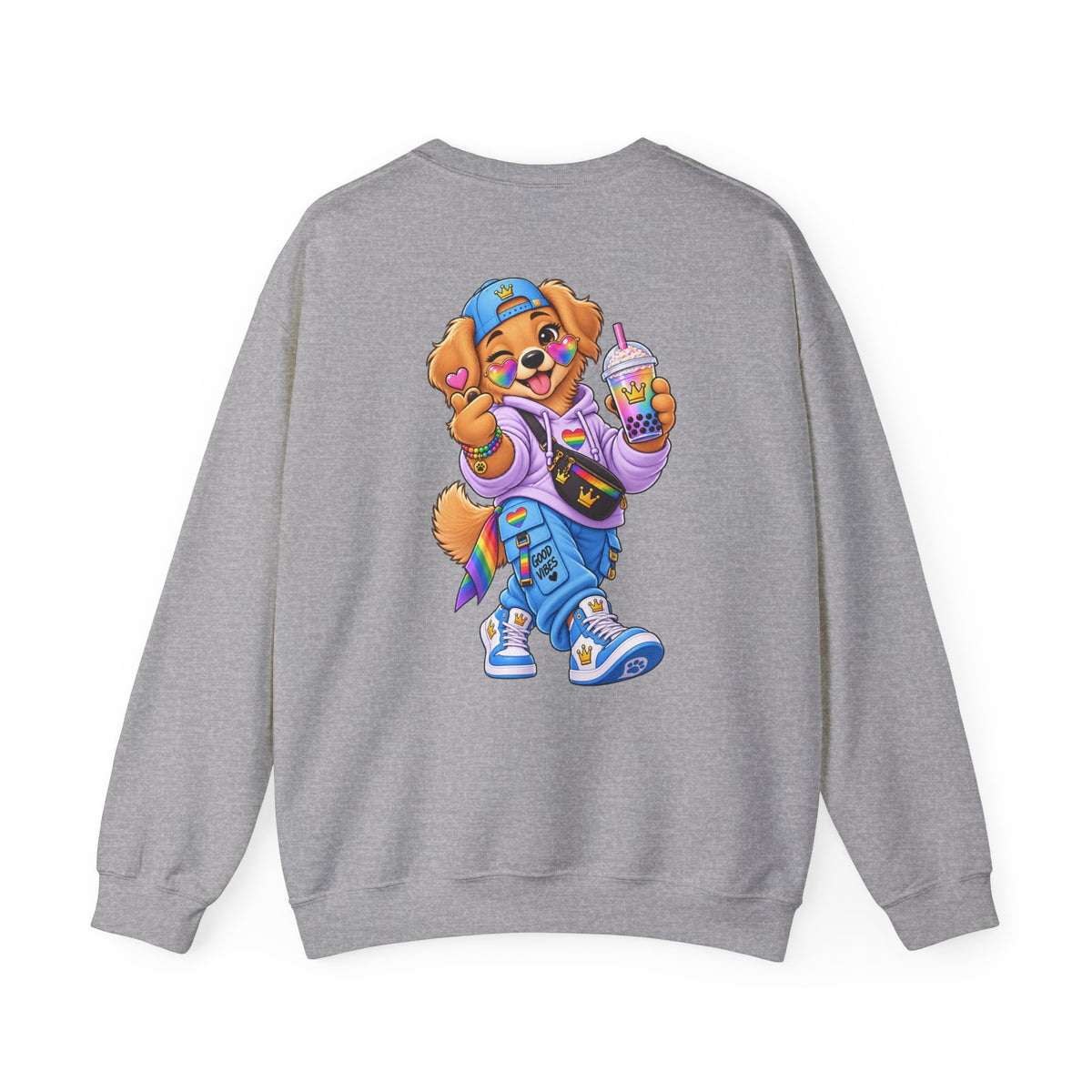 Graphic Sweatshirt — 'My Wildsona' Cute Colorful Dog with Big Personality Character Crewneck
