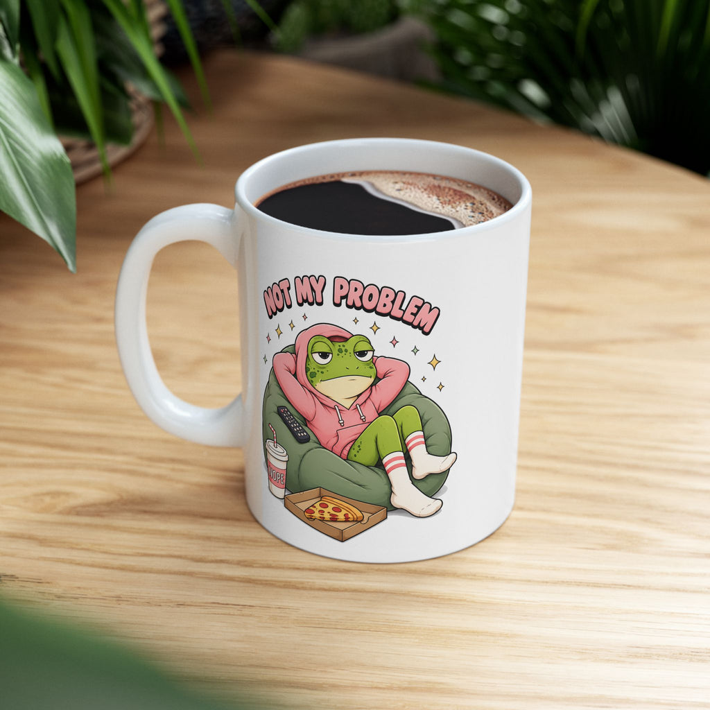 Funny Frog Coffee Mug — "Not Lazy Just Conserving Energy" Ceramic Mug (11oz & 15oz)