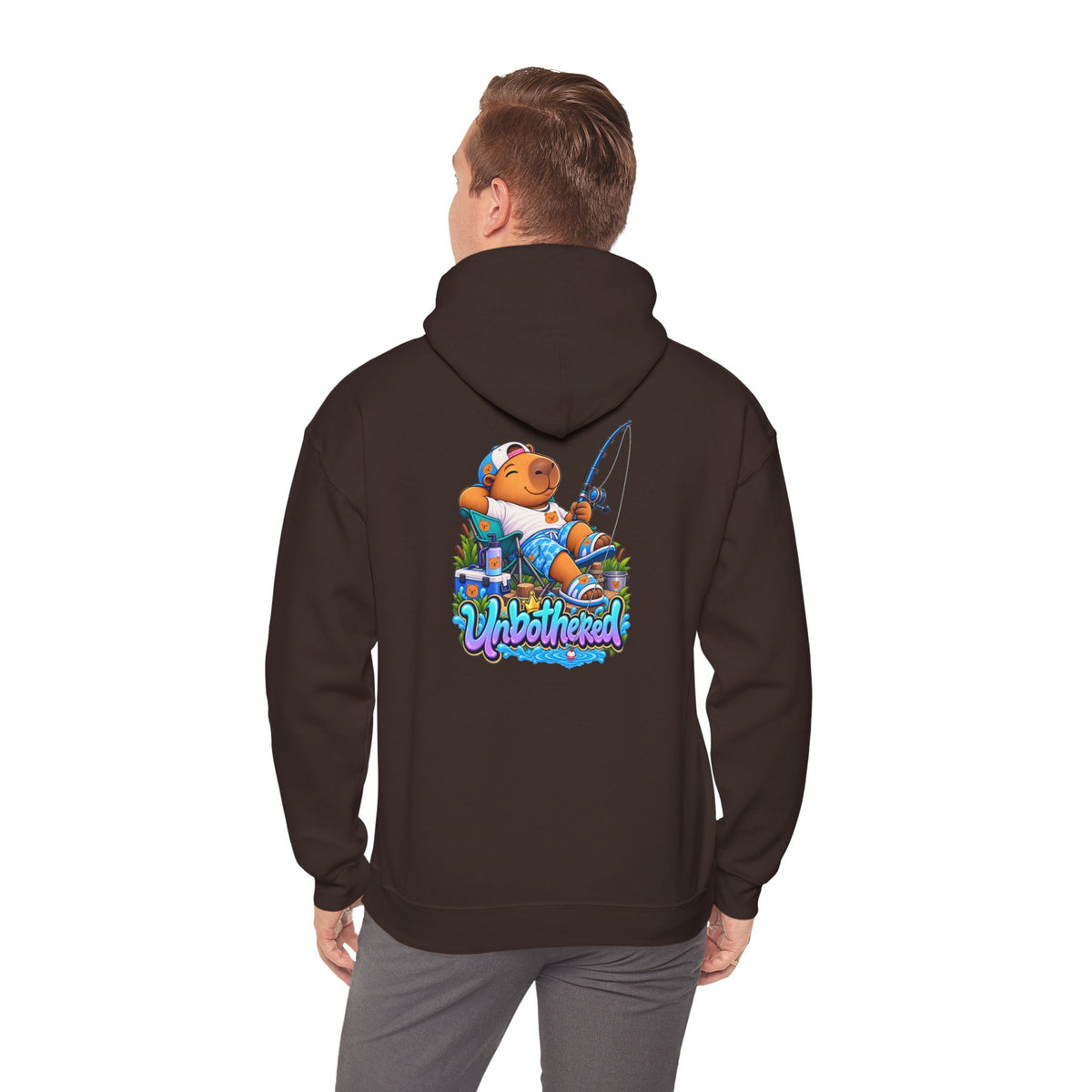 Relaxing Unbothered Capybara Hoodie – Chill Vibes Graphic Sweatshirt