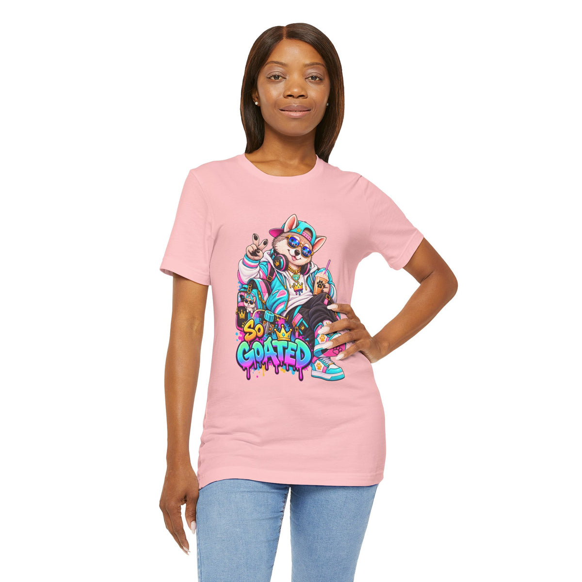 So Goated Husky with Drip T‑Shirt — Retro Skate Dog Graphic Tee