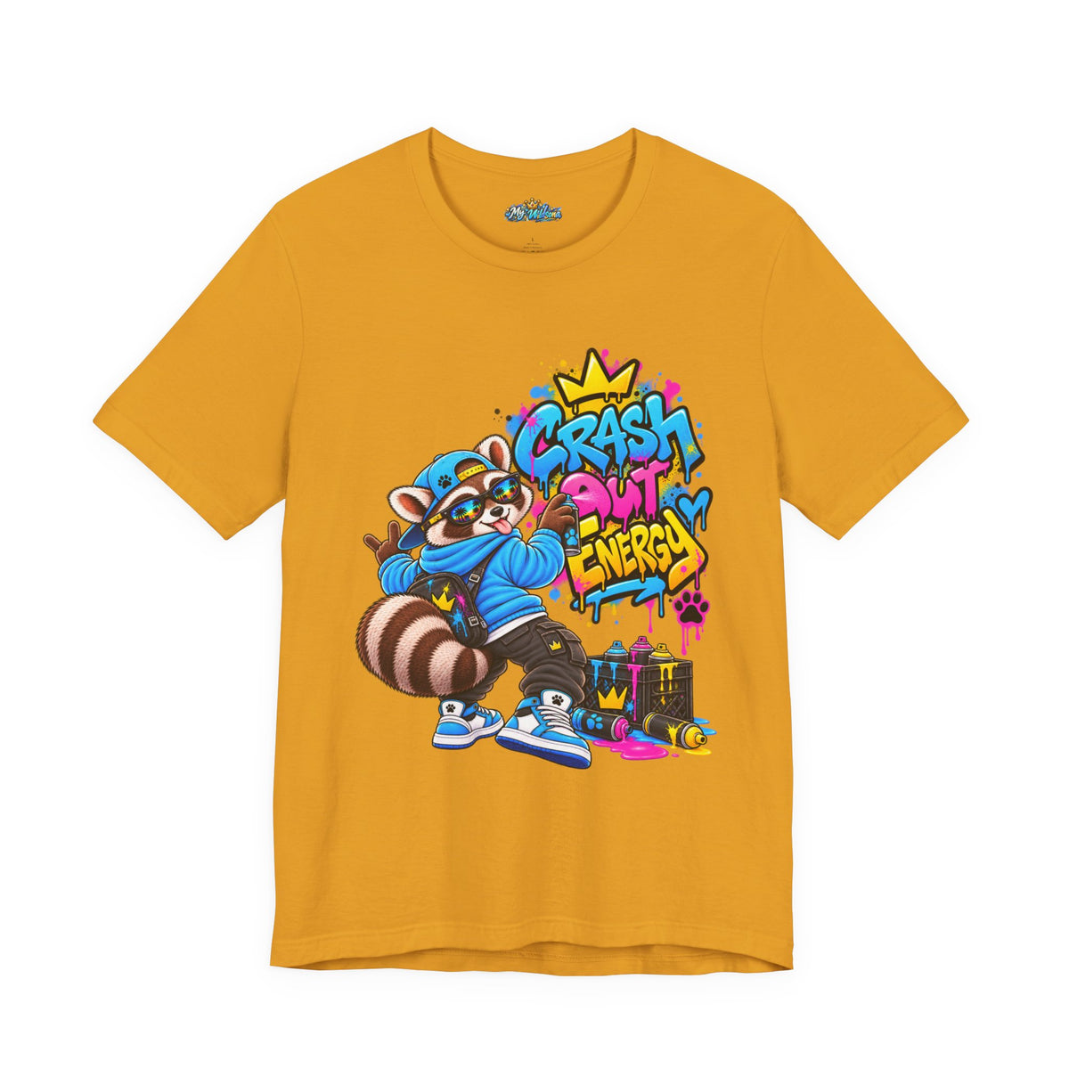 Graphic Tee — 'Crash Out Energy' Streetwear Raccoon Graffiti Shirt