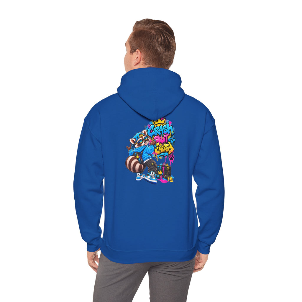 Raccoon Street Art Hoodie – 'Bright Energy' Graffiti Graphic Sweatshirt