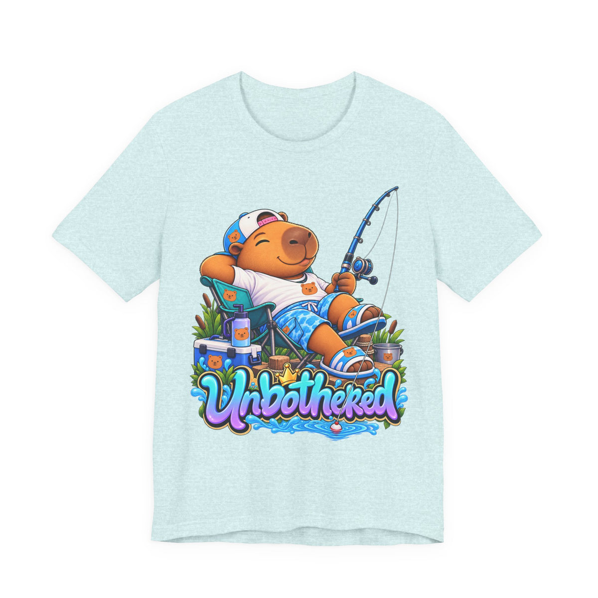 Unbothered Fishing Capybara Tee — Relaxed Vacation Vibes Graphic T-Shirt