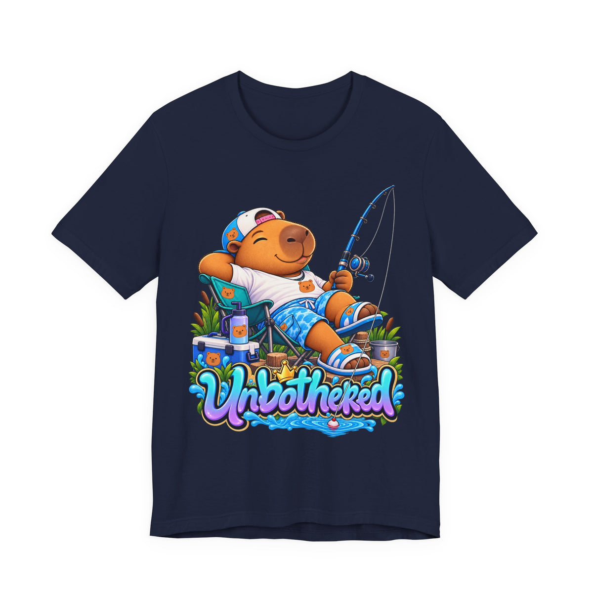 Unbothered Fishing Capybara Tee — Relaxed Vacation Vibes Graphic T-Shirt