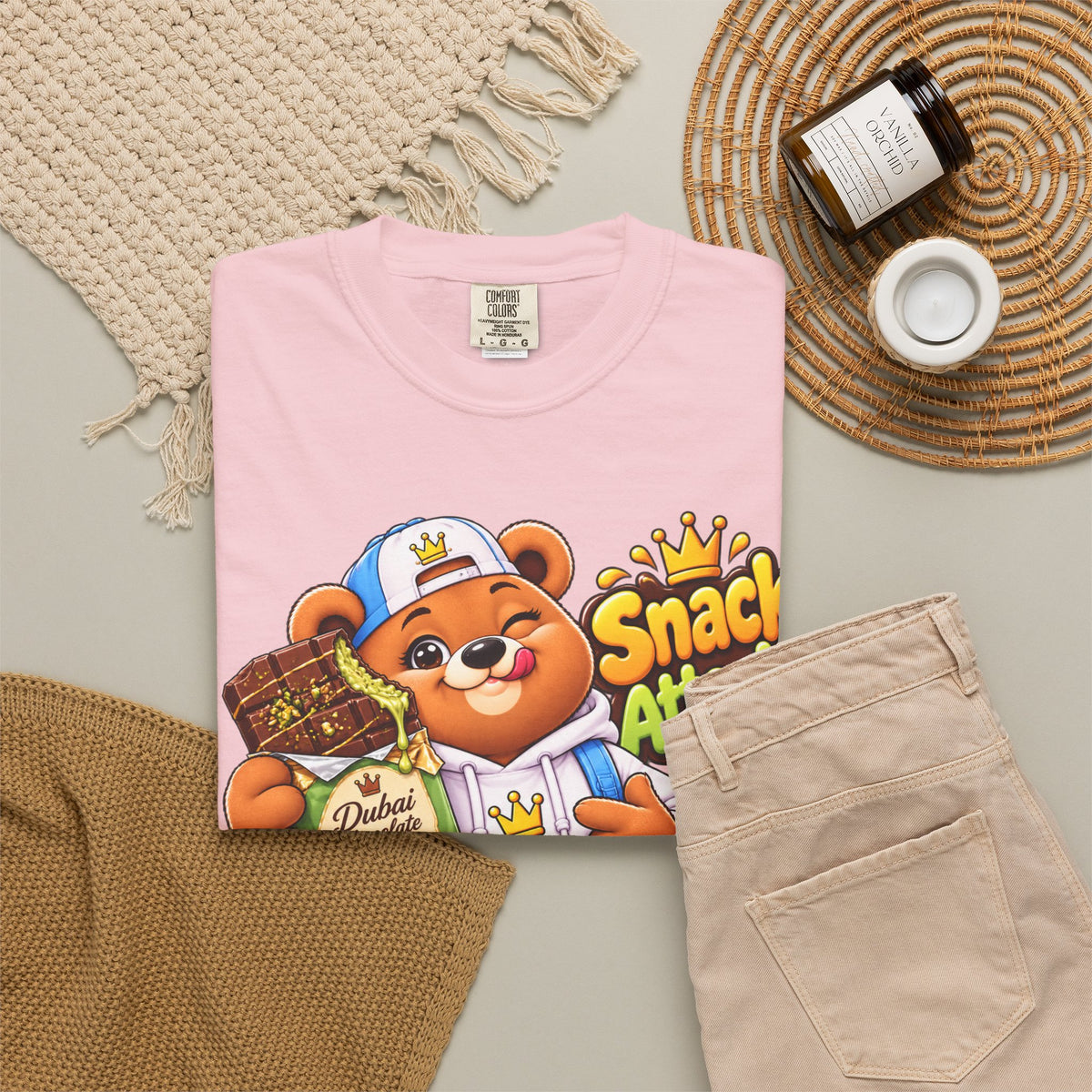 Snack Attack Bear T-Shirt — Cute Skateboarder Graphic Tee