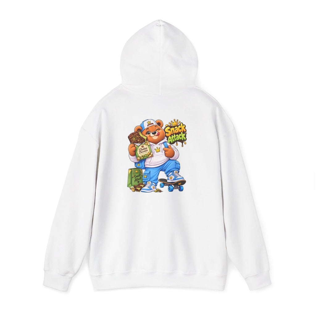 Snack Attack Hoodie — Streetwear Cartoon Foodie Bear Graphic Hooded Sweatshirt