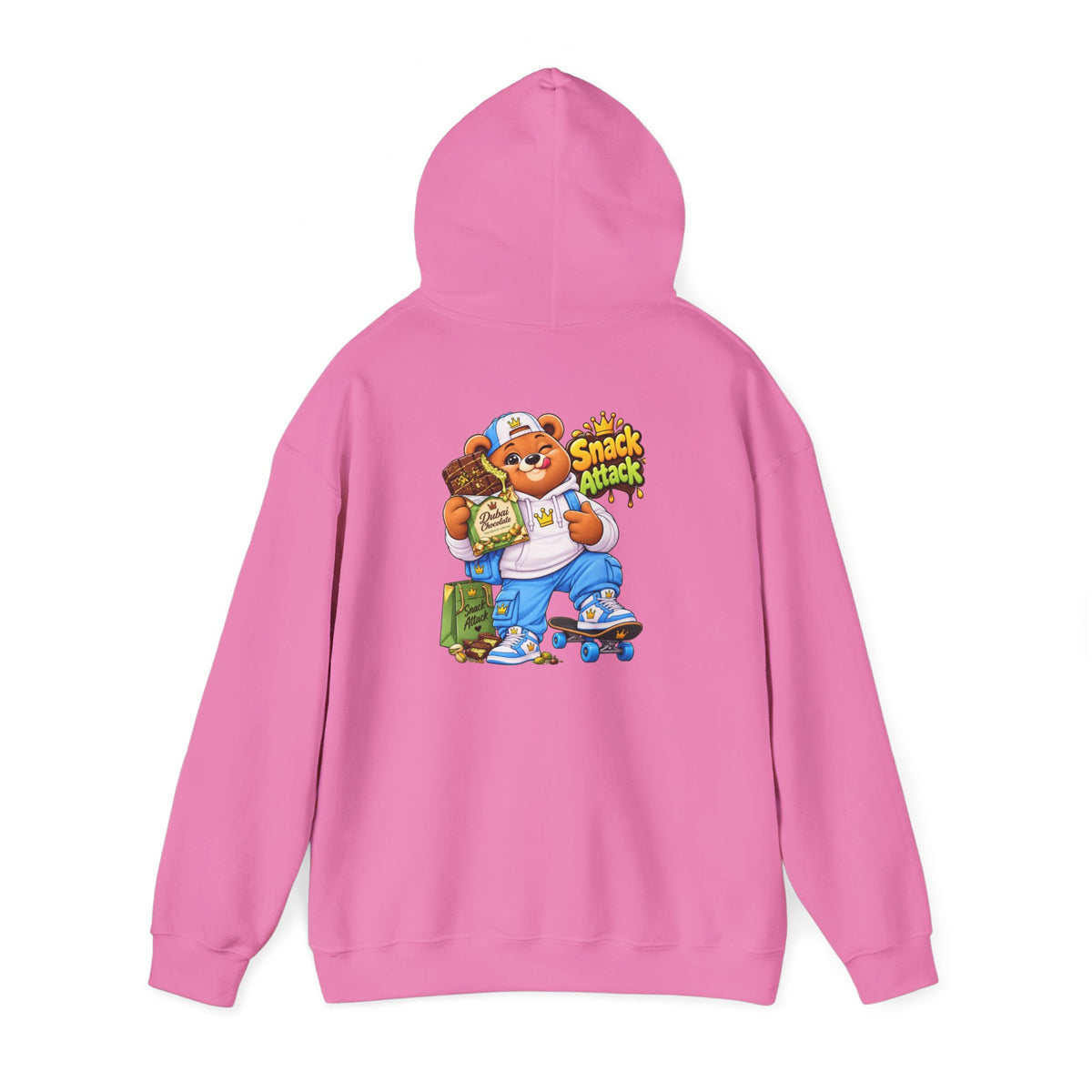 Snack Attack Hoodie — Streetwear Cartoon Foodie Bear Graphic Hooded Sweatshirt