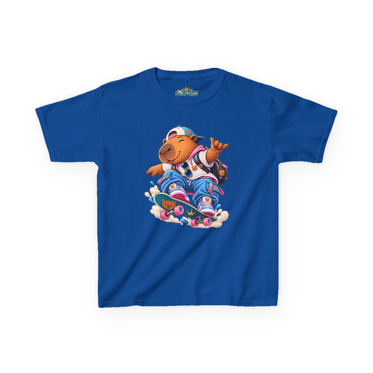Kids Skateboarding Capybara Tee — Cute Skateboarder Graphic T-Shirt for Boys & Girls