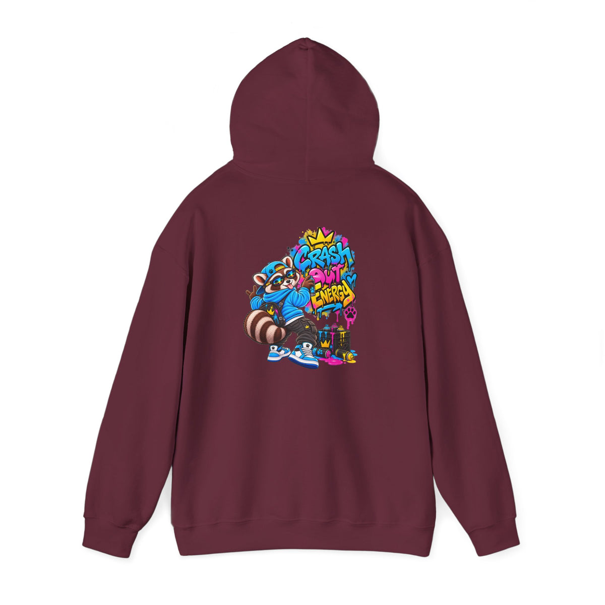 Raccoon Street Art Hoodie – 'Bright Energy' Graffiti Graphic Sweatshirt