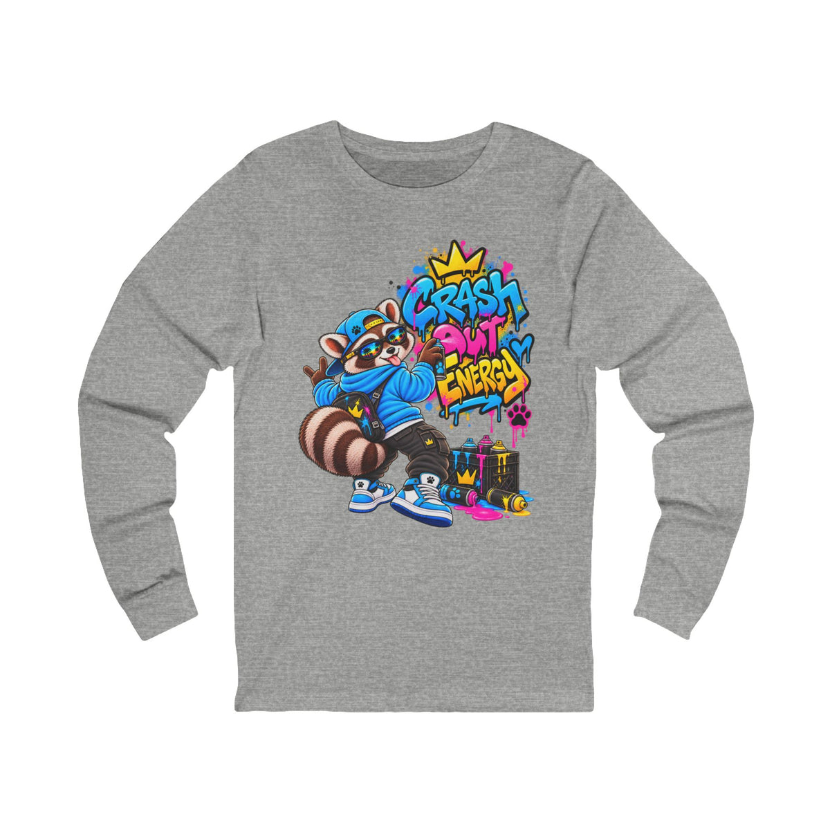 Crash Out Energy Raccoon Long Sleeve Tee