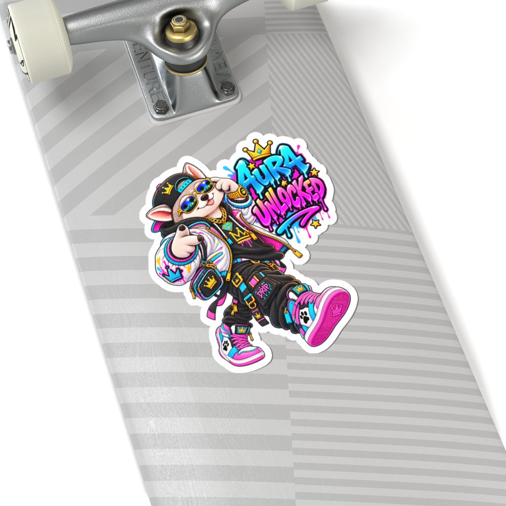 Aura Unlocked Urban Dog Sticker — Kiss-Cut Vinyl Decal for Laptops & Gear