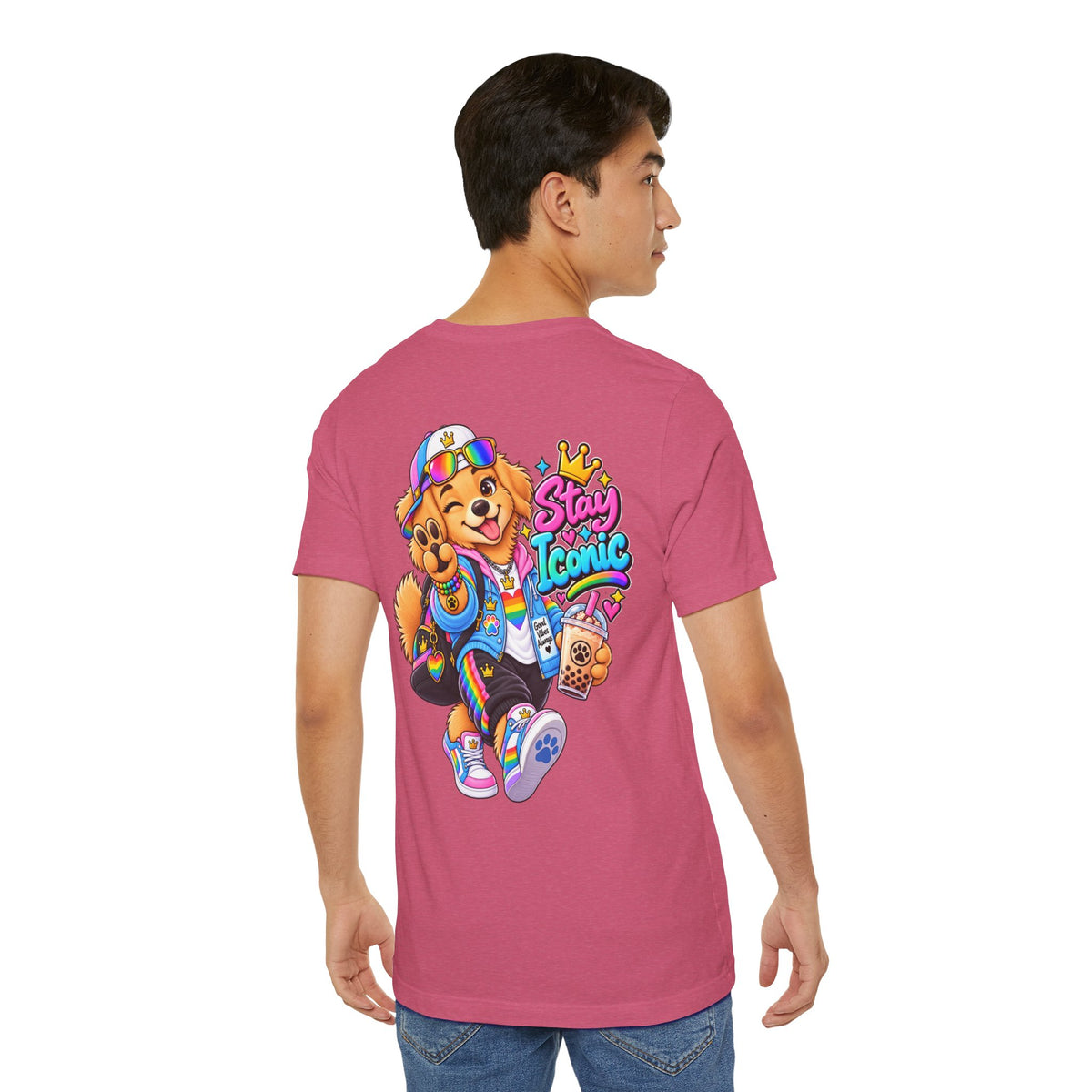Cute Cartoon Big Personality Dog Tee — Trendy Boba Lover Graphic T-Shirt