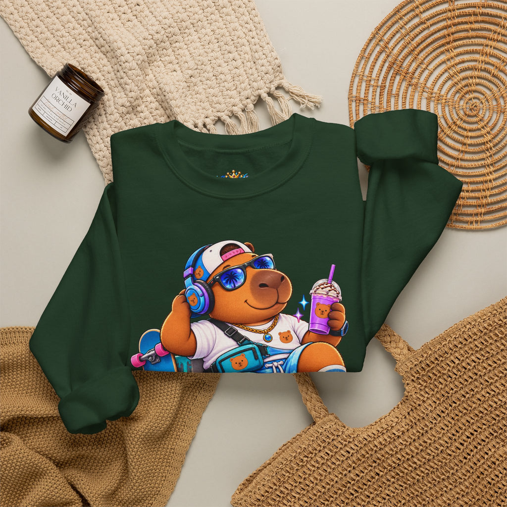 Sonny Capybara Graphic Sweatshirt — "Low Key Slayin' It"
